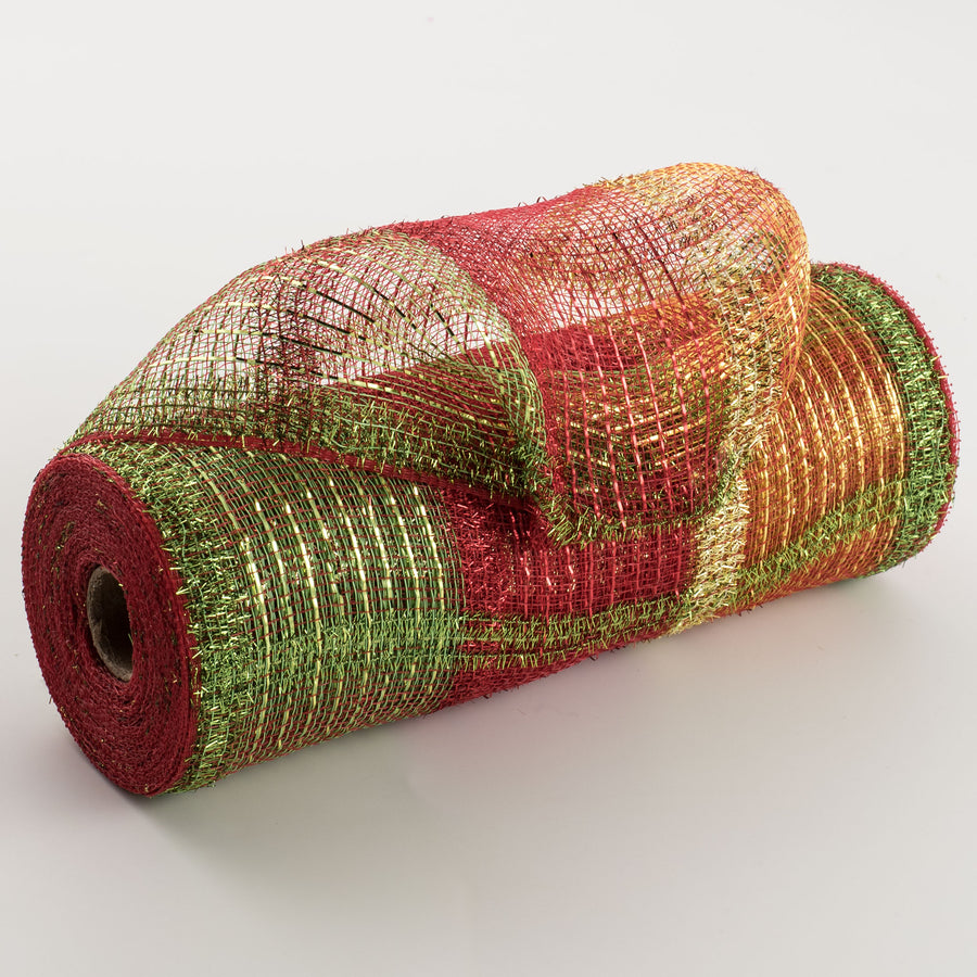 10" Poly Deco Tinsel Mesh: Holiday Plaid (10 Yards)