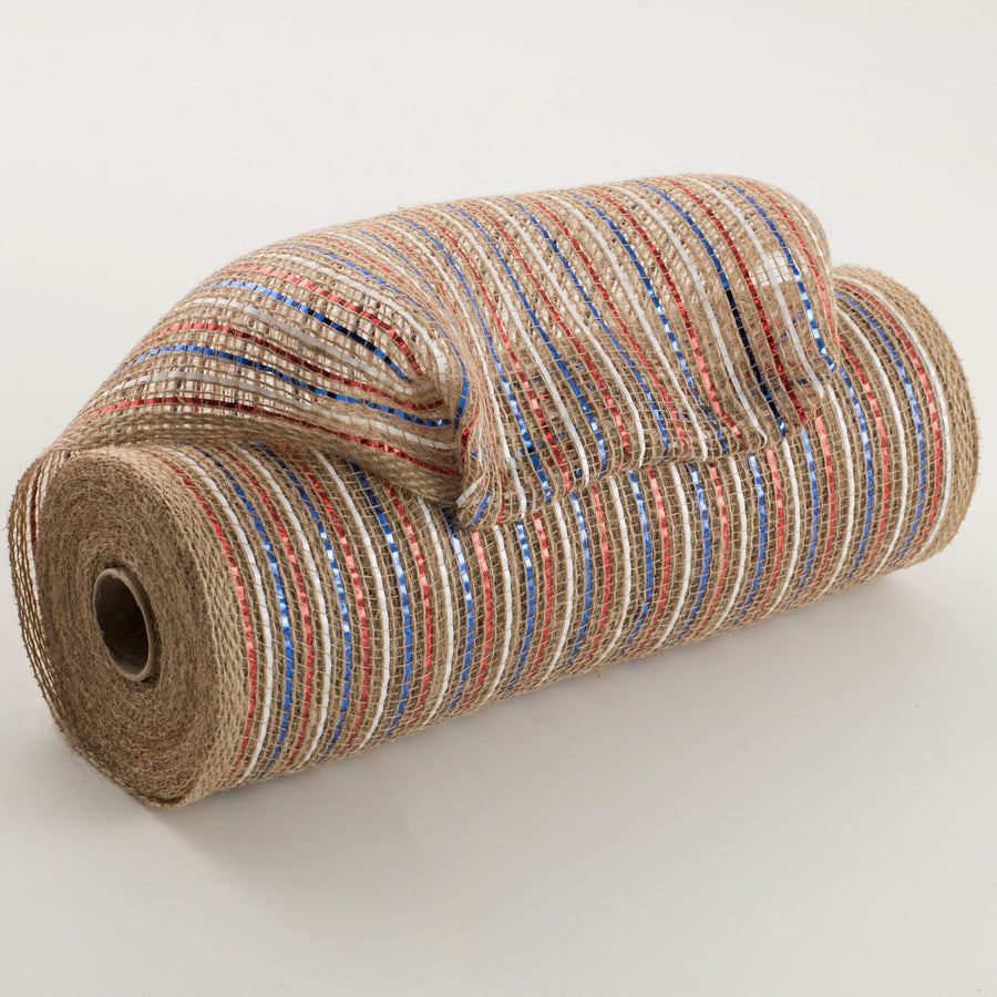 10" Jute Poly Mesh: Red, White, Blue, Natural (10 Yards)