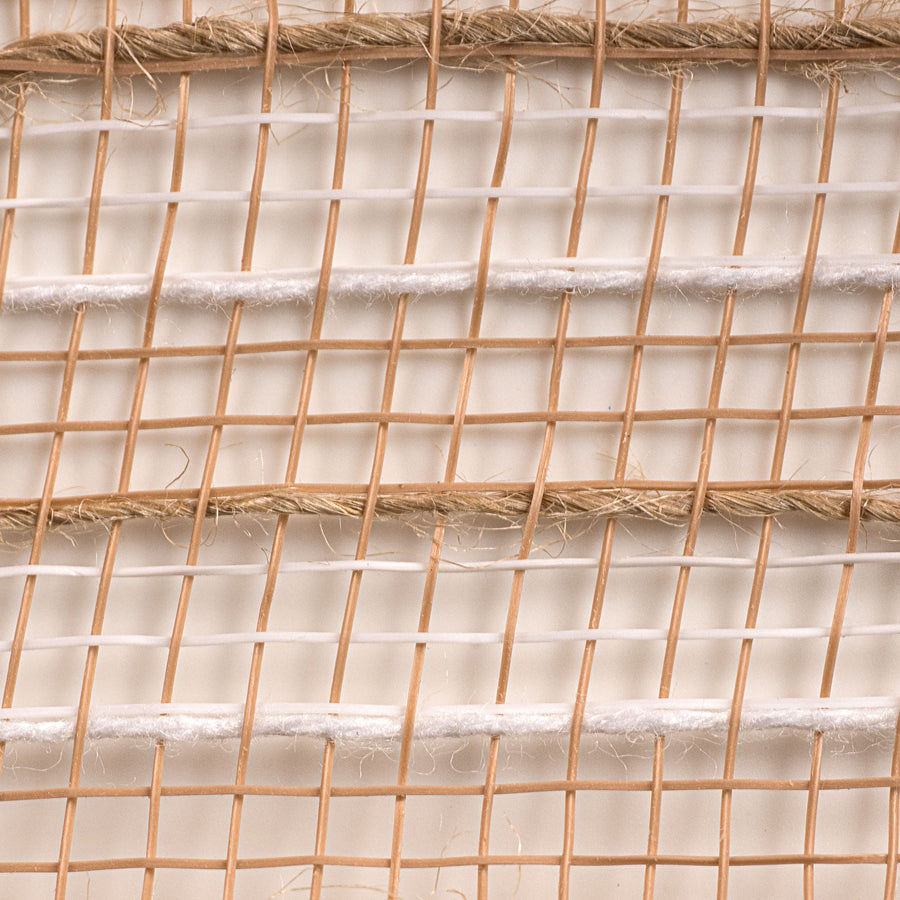 21" Poly Jute Deco Mesh: Natural & Ivory Thin Stripe (10 Yards)