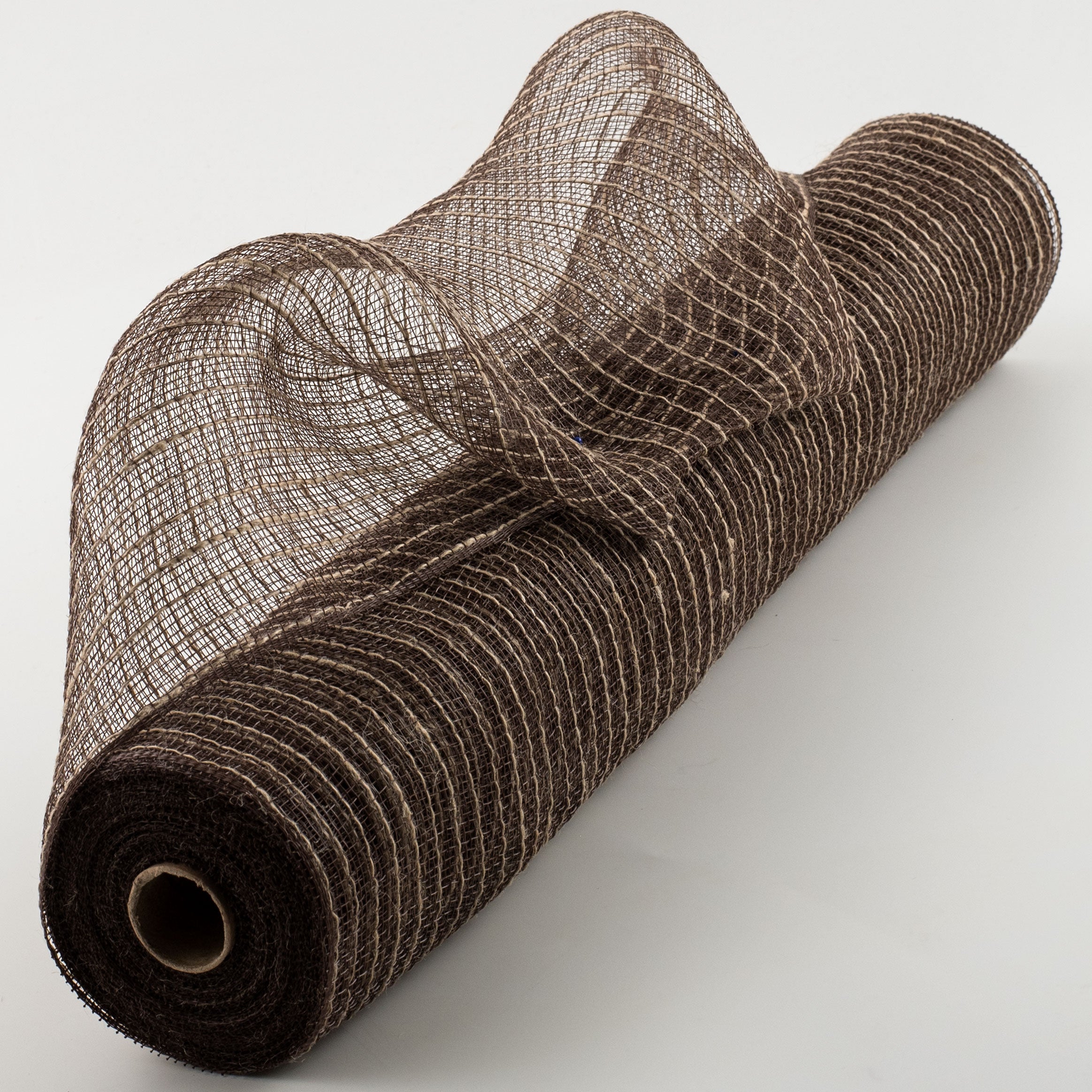 21" Poly Jute Deco Mesh: Natural & Brown Thin Stripe (10 Yards)