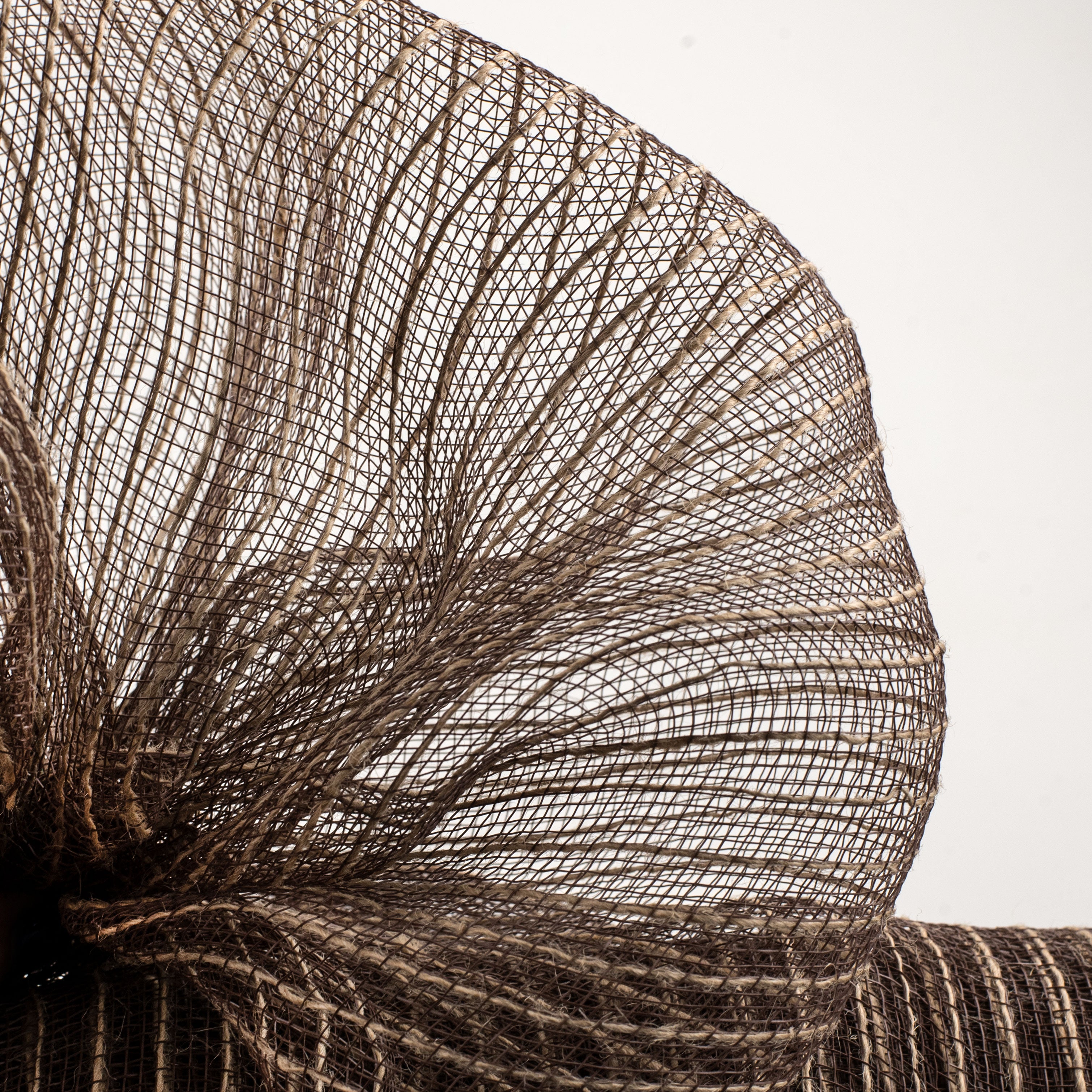 21" Poly Jute Deco Mesh: Natural & Brown Thin Stripe (10 Yards)