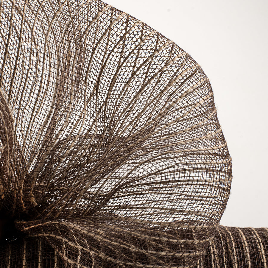 21" Poly Jute Deco Mesh: Natural & Brown Thin Stripe (10 Yards)