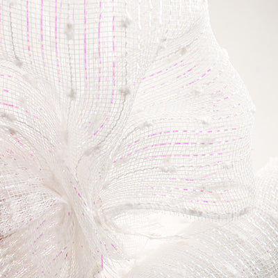 21" Metallic Snowball Deco Mesh: White Iridescent (10 Yards)