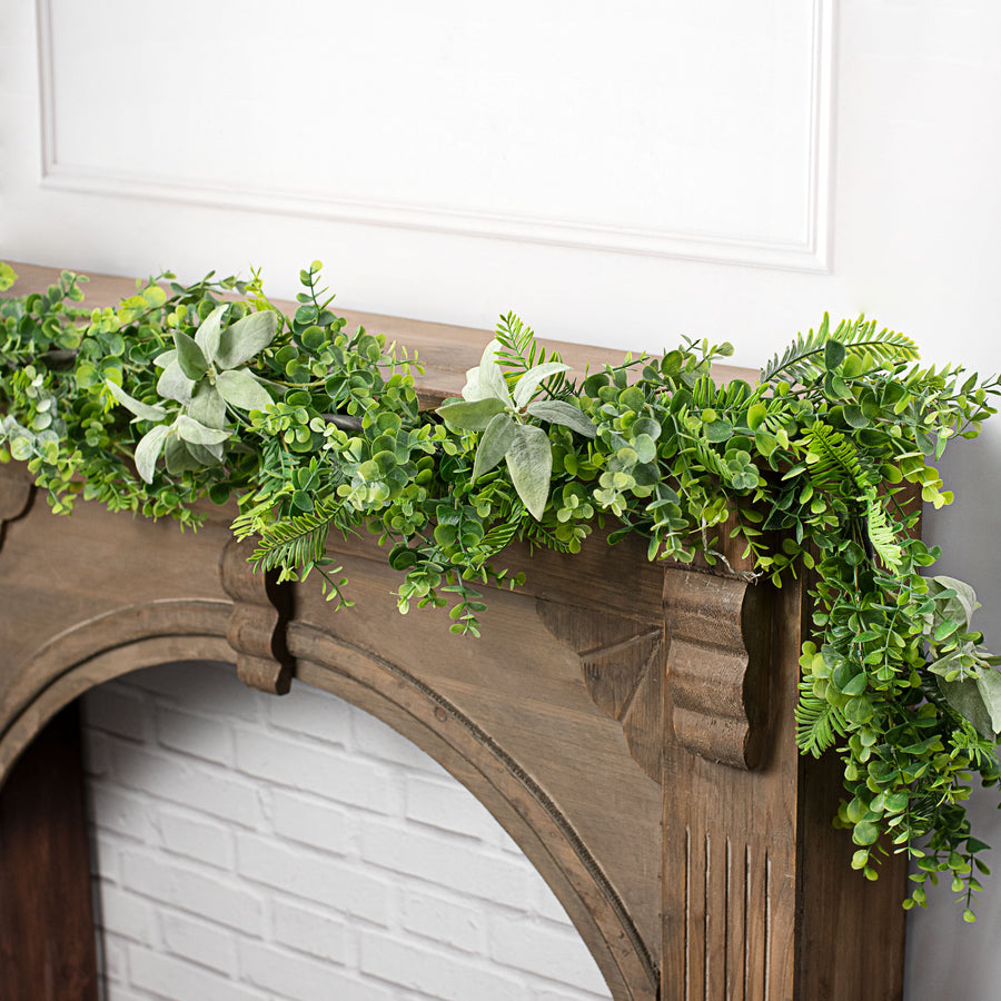 67" Sage, Eucalyptus, Fern Garland Lifestyle Photo