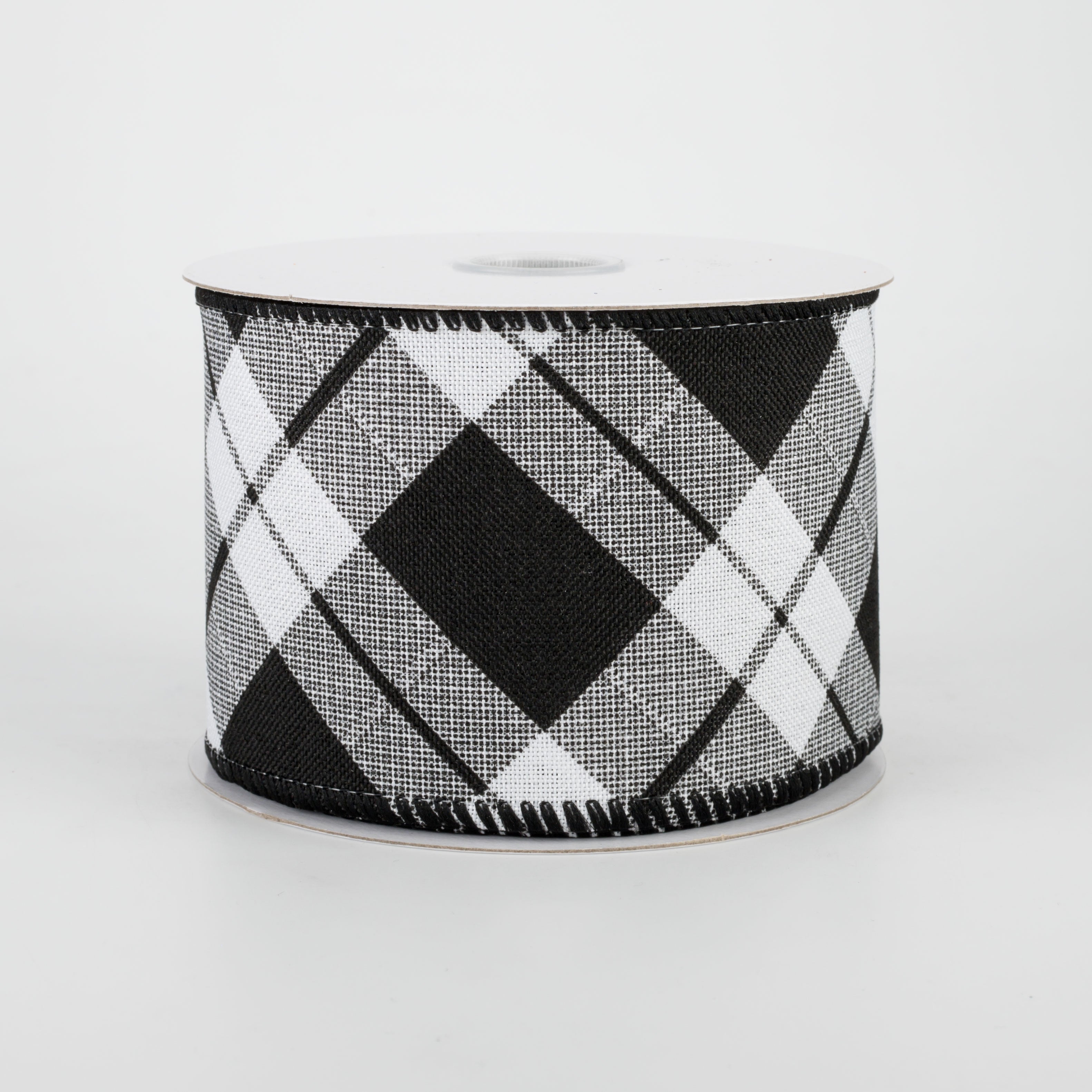 2.5" Sally Print Plaid Ribbon: Black & White (10 Yards)