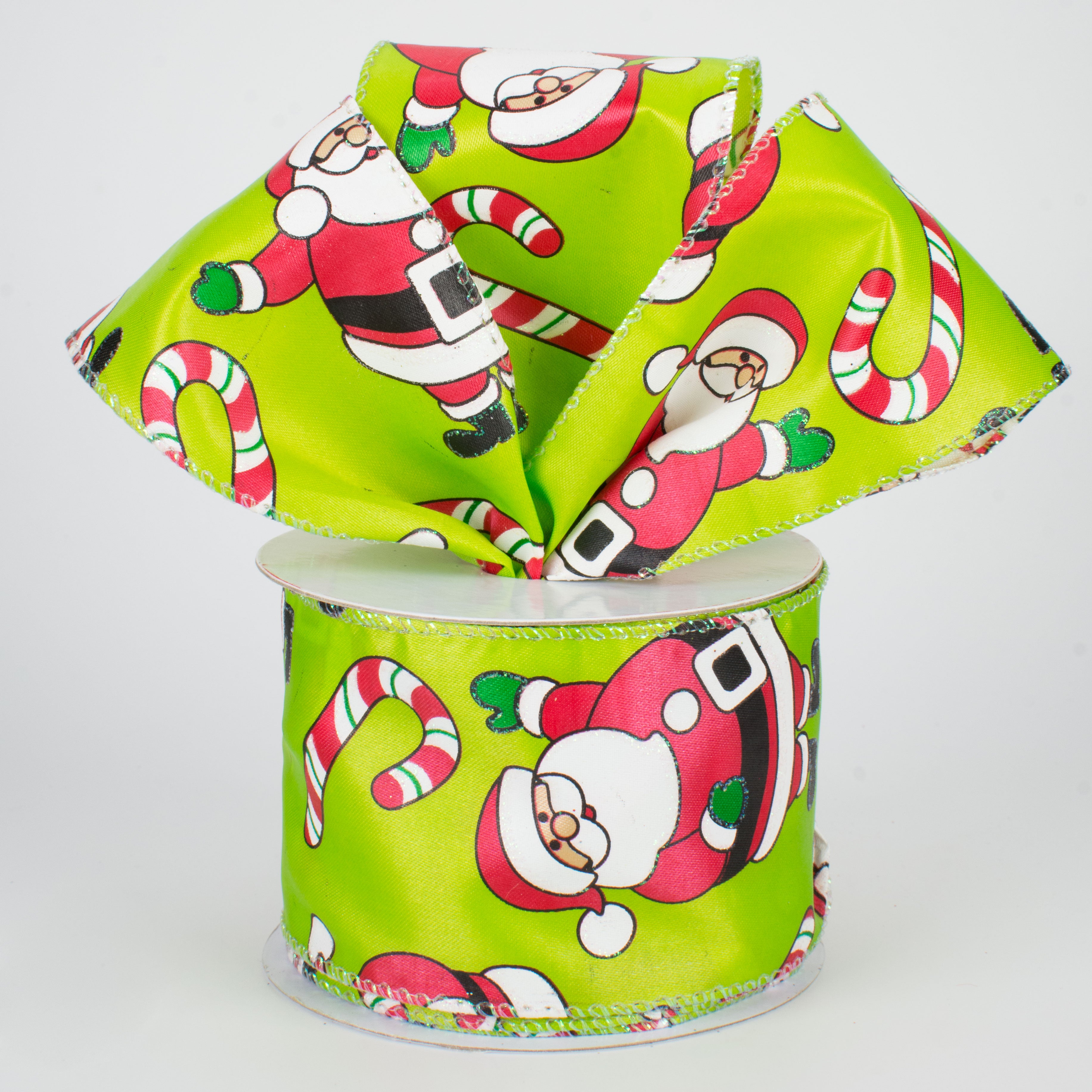 2.5" Santa & Candy Canes Ribbon (10 Yards) Lifestyle Photo