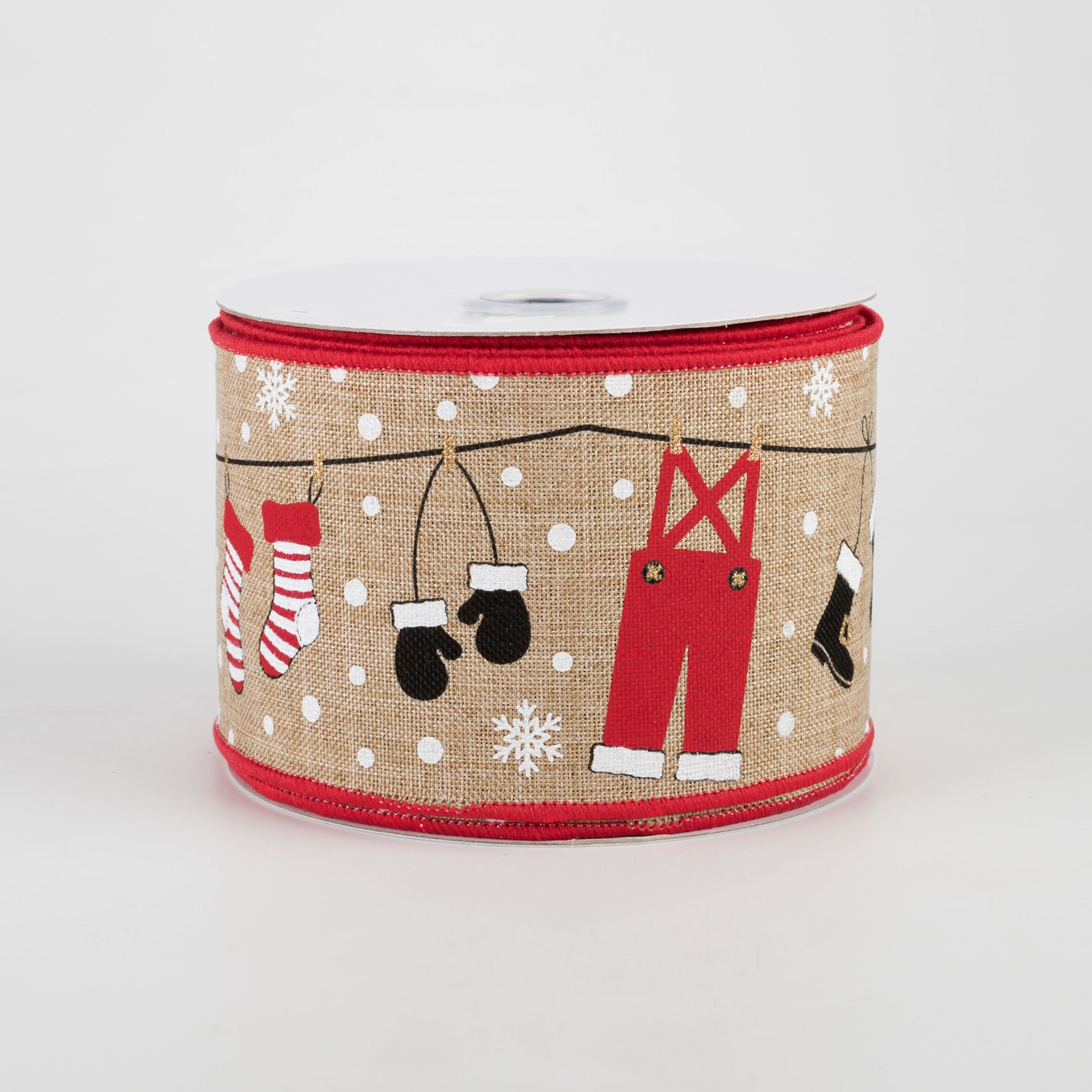 2.5" Santa Clothesline Ribbon: Light Beige (10 Yards)