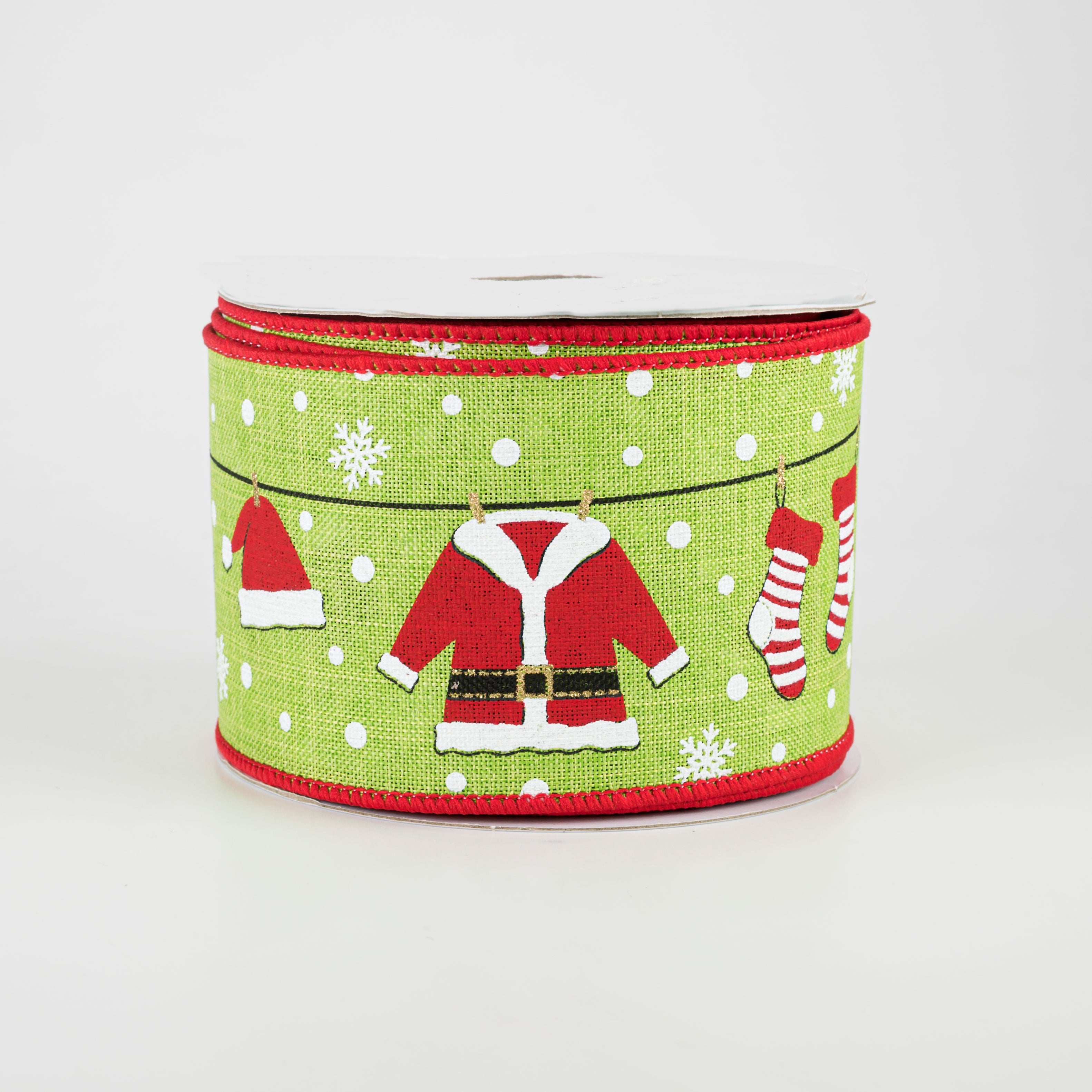 2.5" Santa Clothesline Ribbon: Lime (10 Yards)