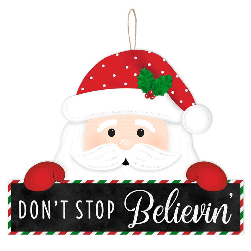 12" Santa Holding Sign: Don't Stop Believin' Item Number: AP8908
