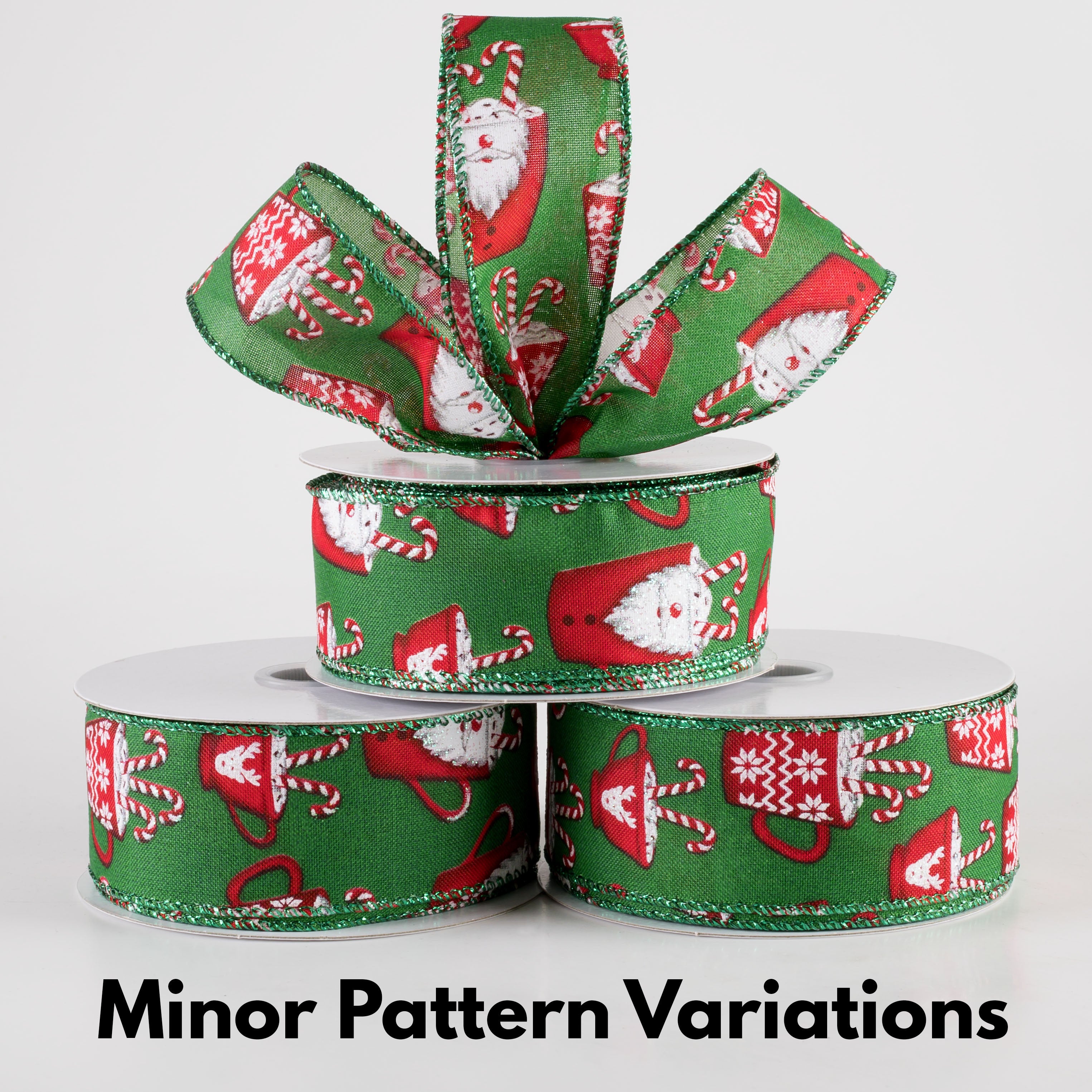 1.5" Santa Mug Hot Cocoa Ribbon: Emerald Green (10 Yards) Lifestyle Photo