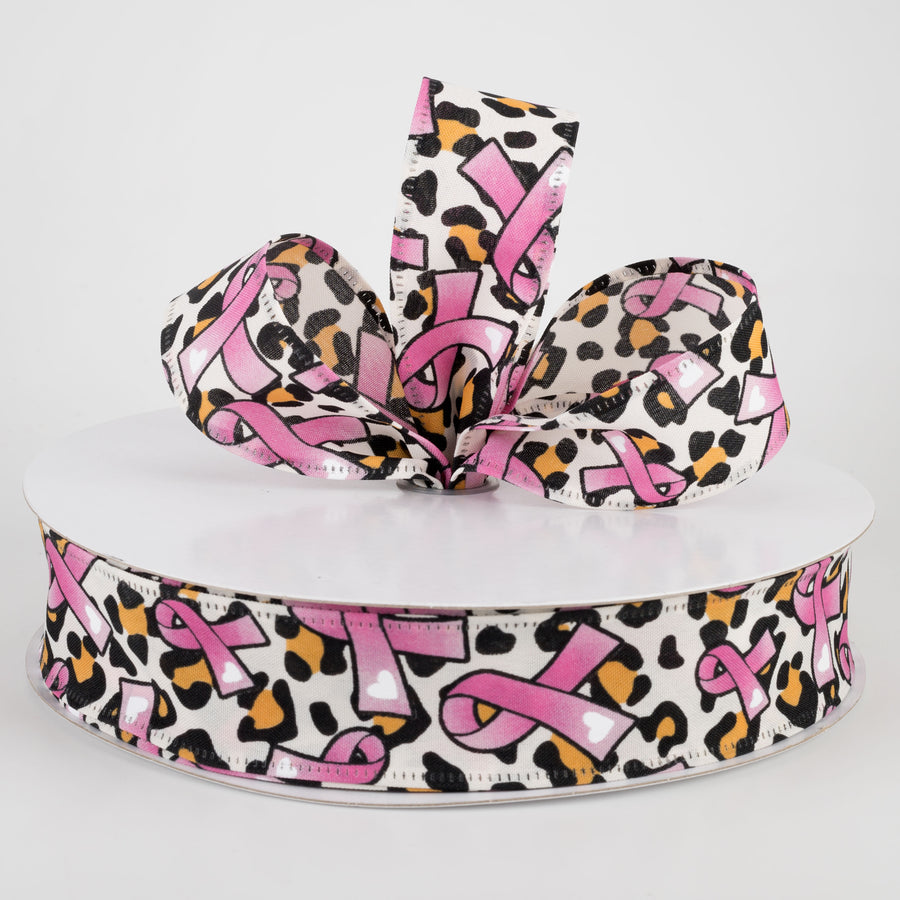 1.5" Satin Cheetah Pink Breast Cancer Ribbon Ribbon (50 Yards) Lifestyle Photo