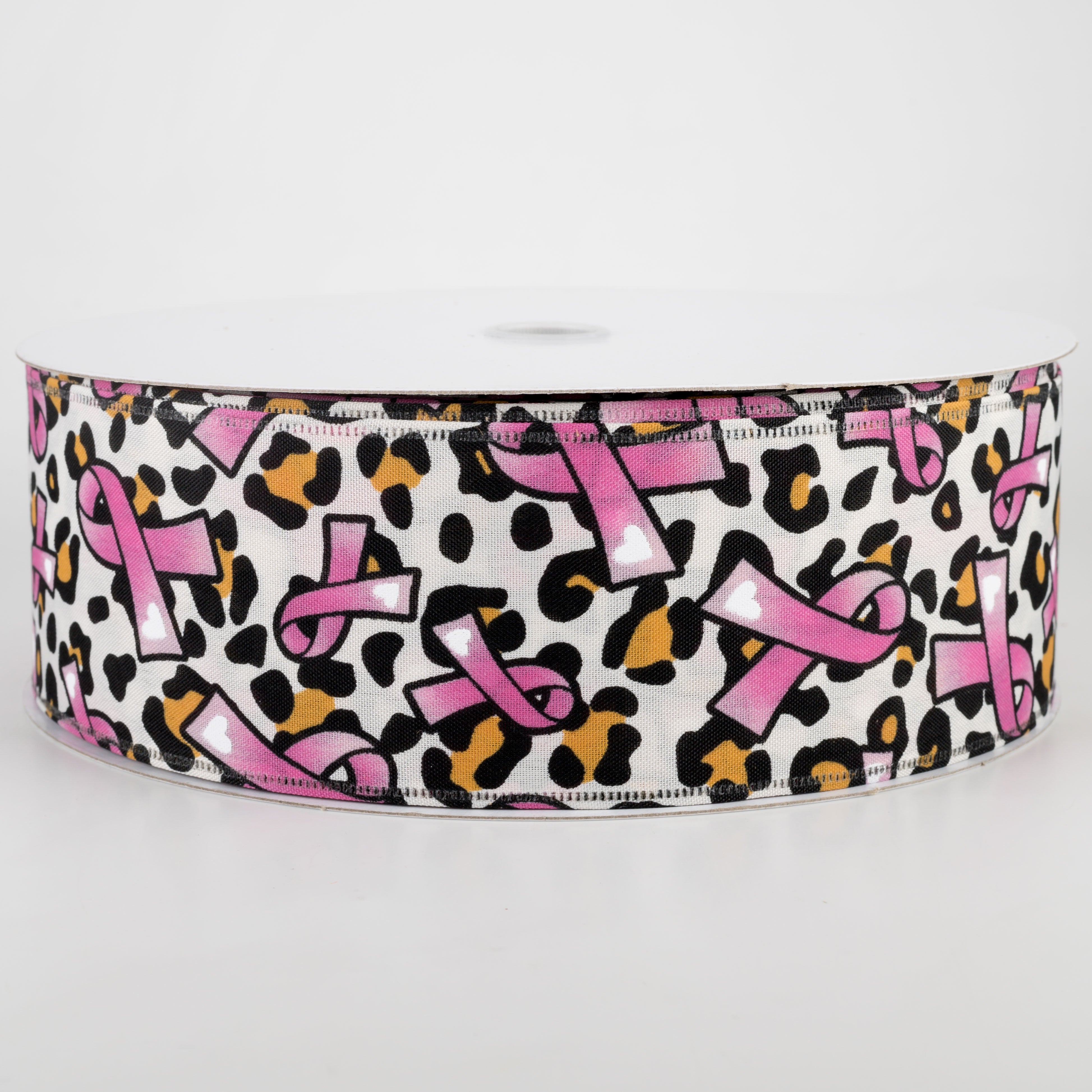 2.5" Satin Cheetah Pink Breast Cancer Ribbon Ribbon (50 Yards)