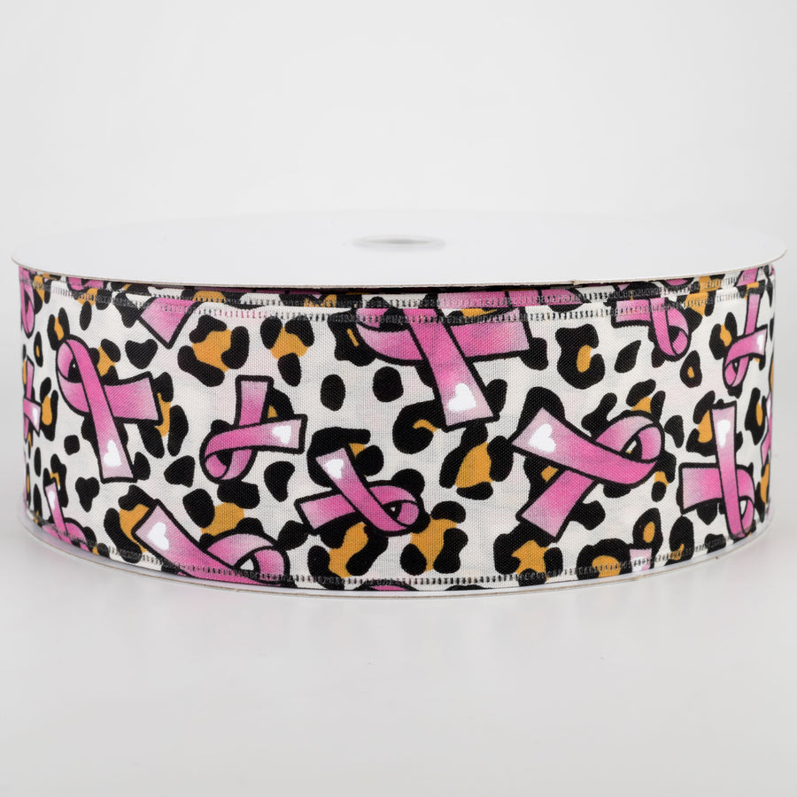 2.5" Satin Cheetah Pink Breast Cancer Ribbon Ribbon (50 Yards)