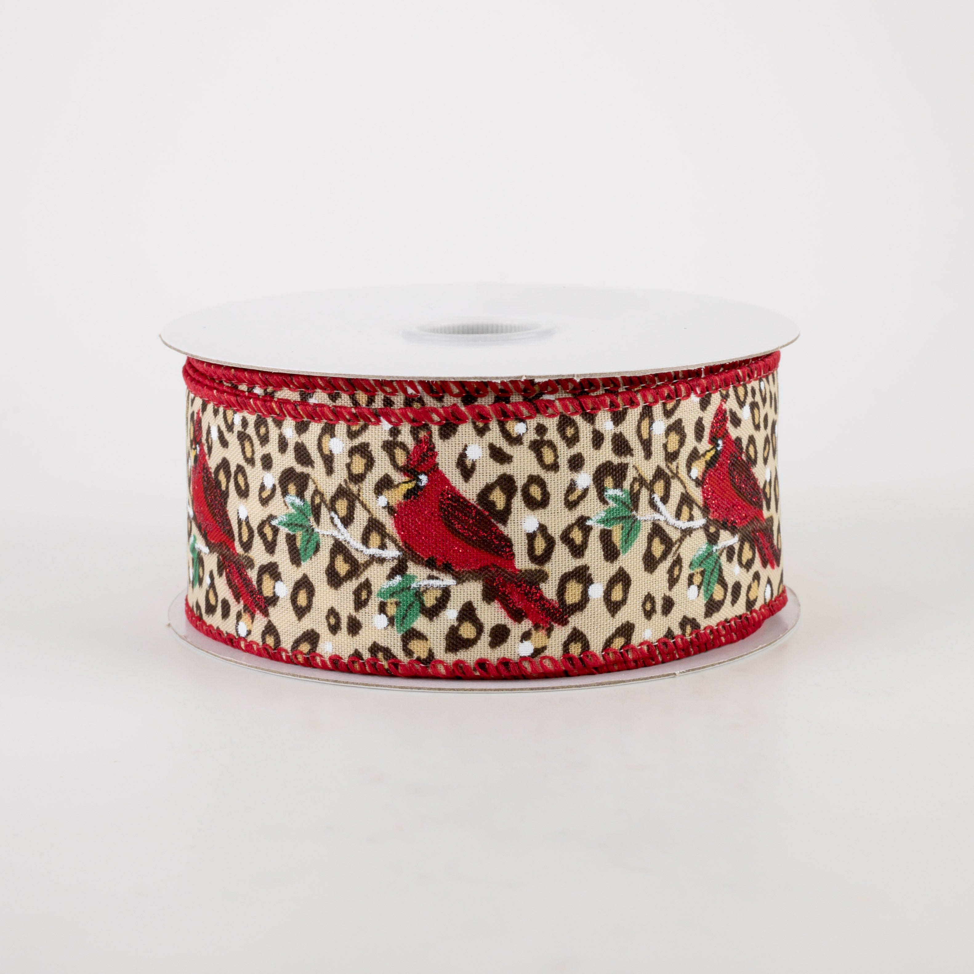 1.5" Satin Cheetah Print Cardinal Ribbon (10 Yards)