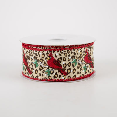 1.5" Satin Cheetah Print Cardinal Ribbon (10 Yards)