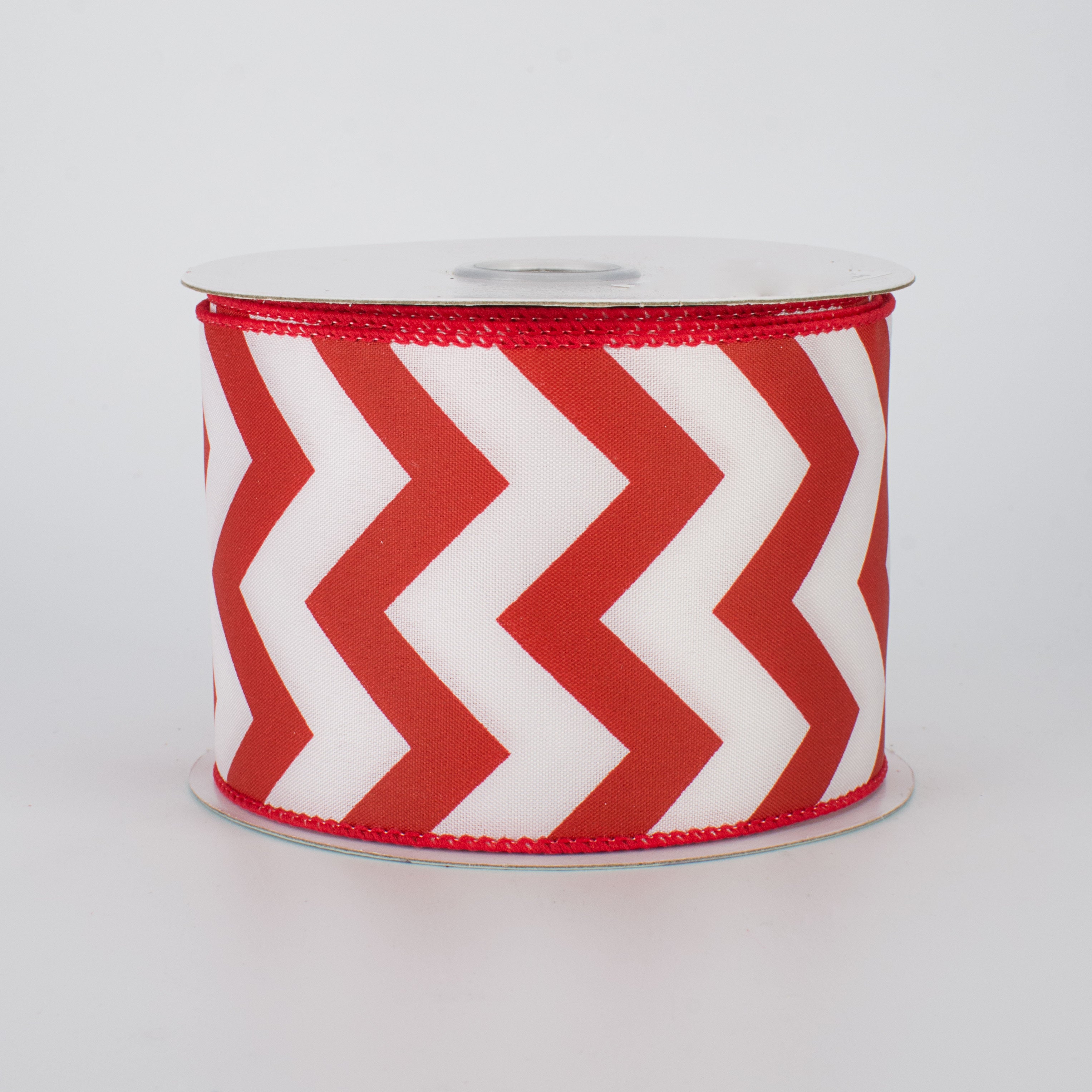 2.5" Satin Chevron Ribbon: Red & White (10 Yards)