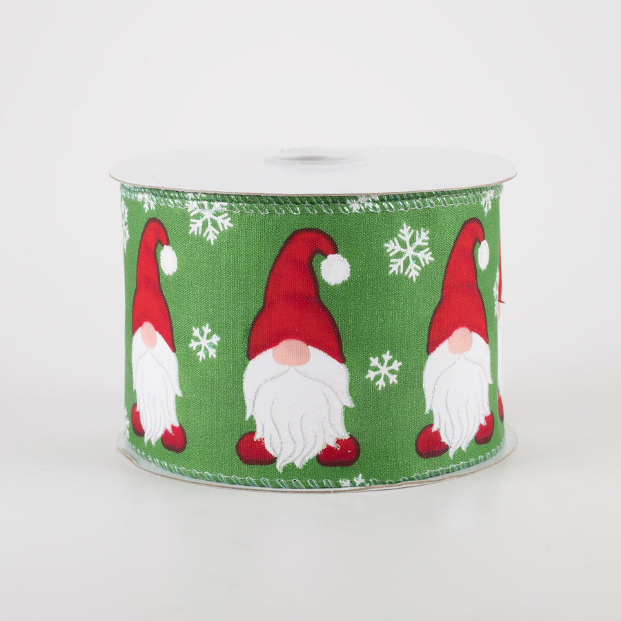 2.5" Satin Christmas Gnome Ribbon: Emerald Green, Red (10 Yards) Item Number: 71110-40-17