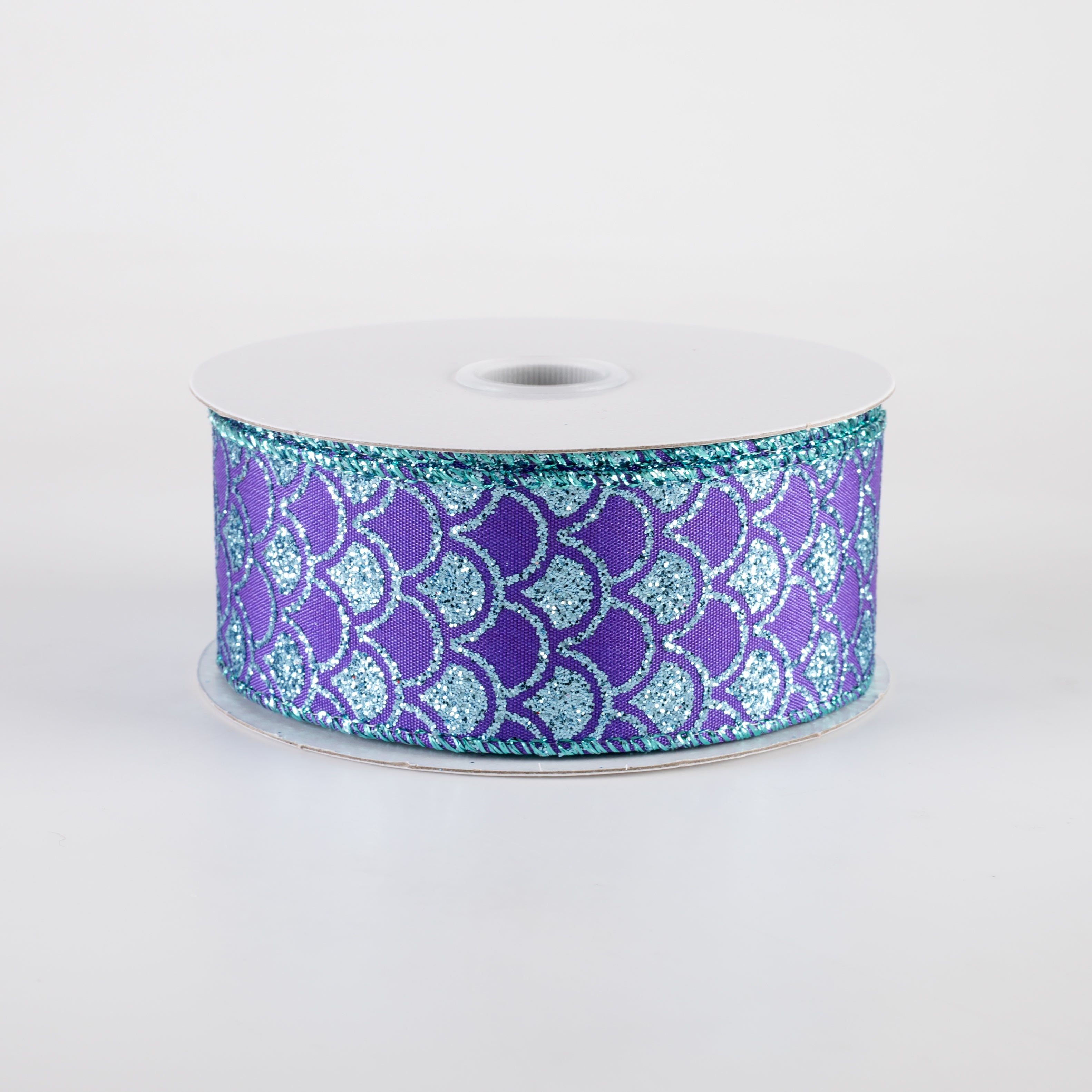 1.5" Satin Fish Scales Mermaid Ribbon: Purple & Aqua (10 Yards)
