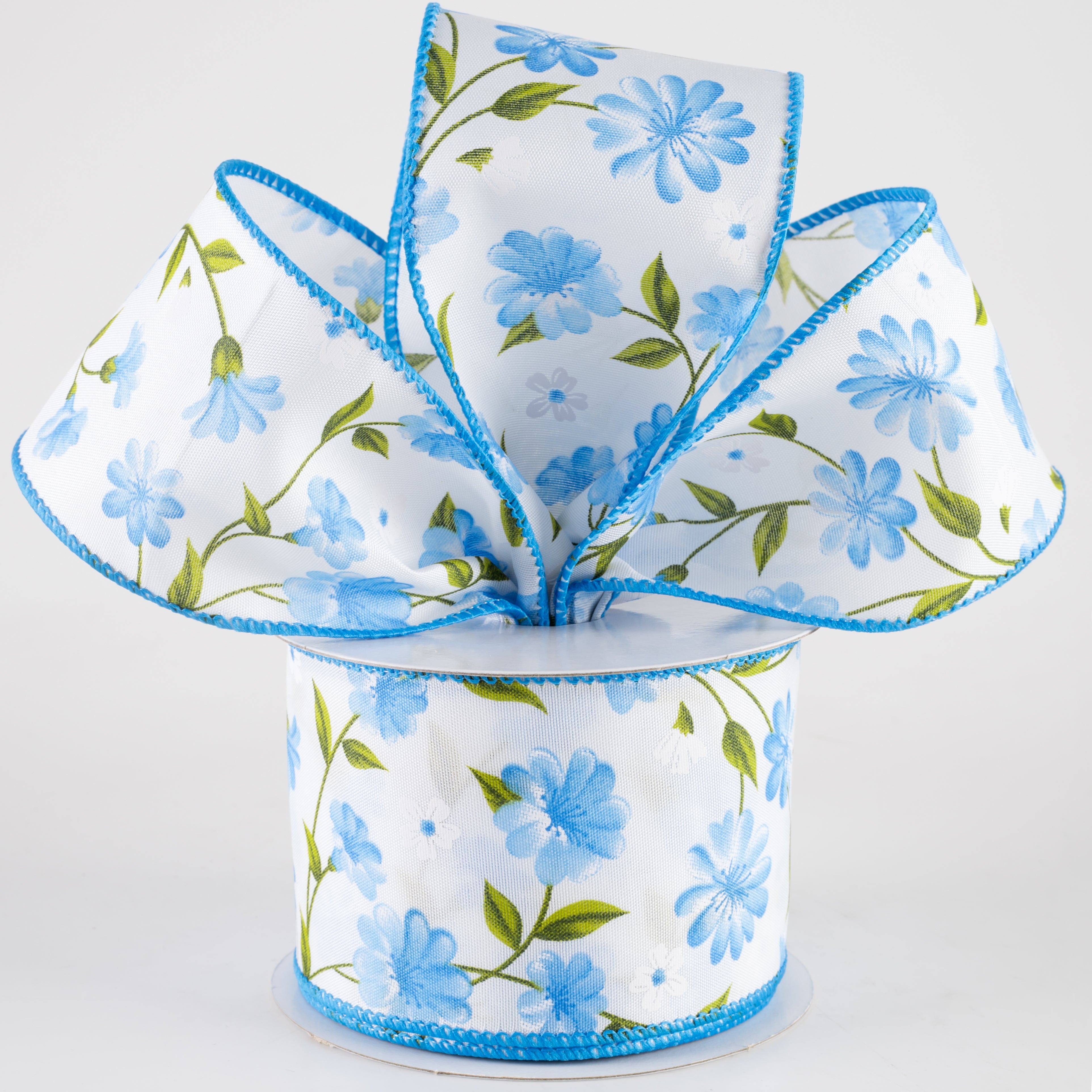 2.5" Satin Flutter Flowers Ribbon: Blue (10 Yards) Lifestyle Photo