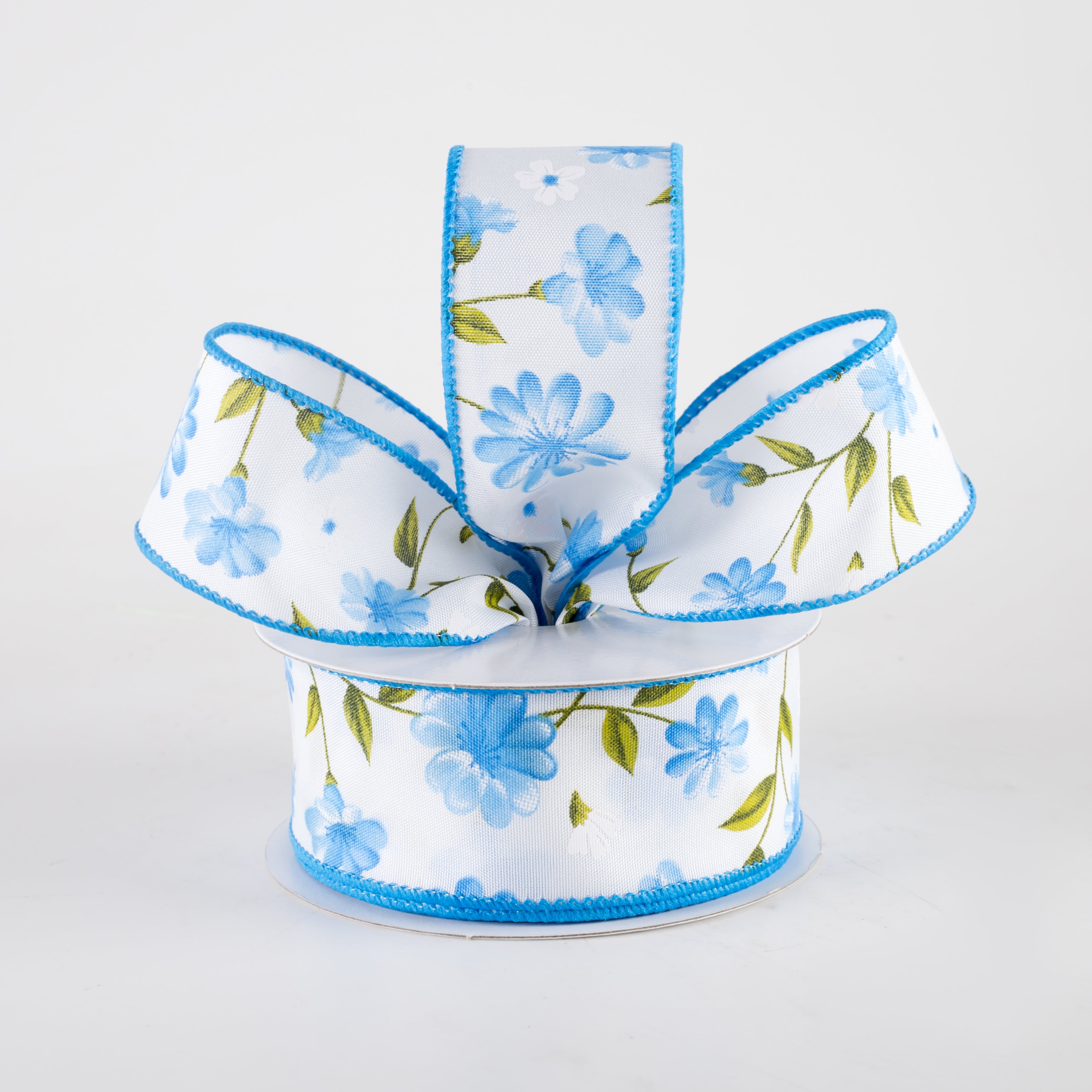 1.5" Satin Flutter Flowers Ribbon: Blue (10 Yards) Lifestyle Photo