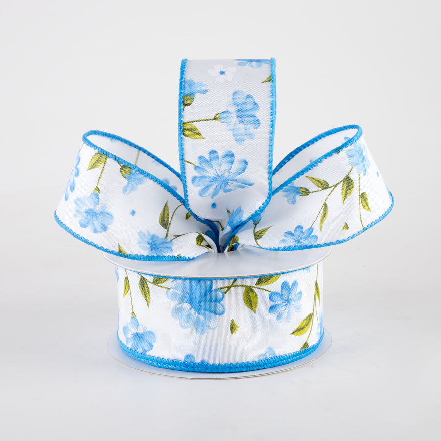 1.5" Satin Flutter Flowers Ribbon: Blue (10 Yards) Lifestyle Photo