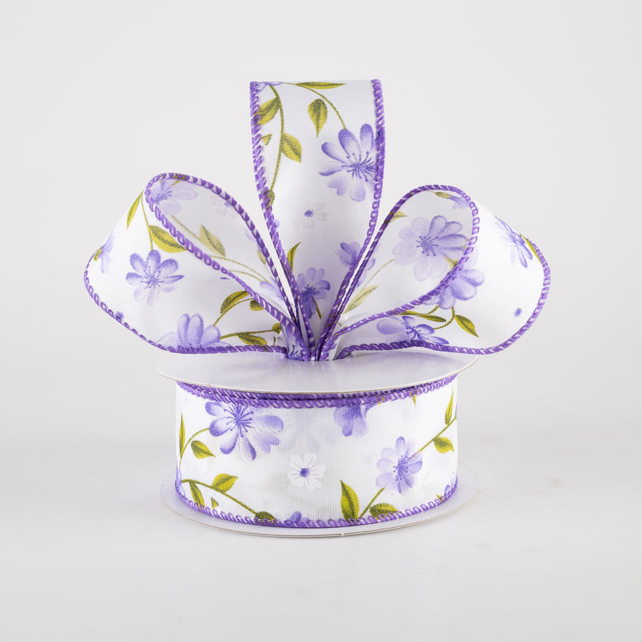 1.5" Satin Flutter Flowers Ribbon: Purple (10 Yards) Lifestyle Photo