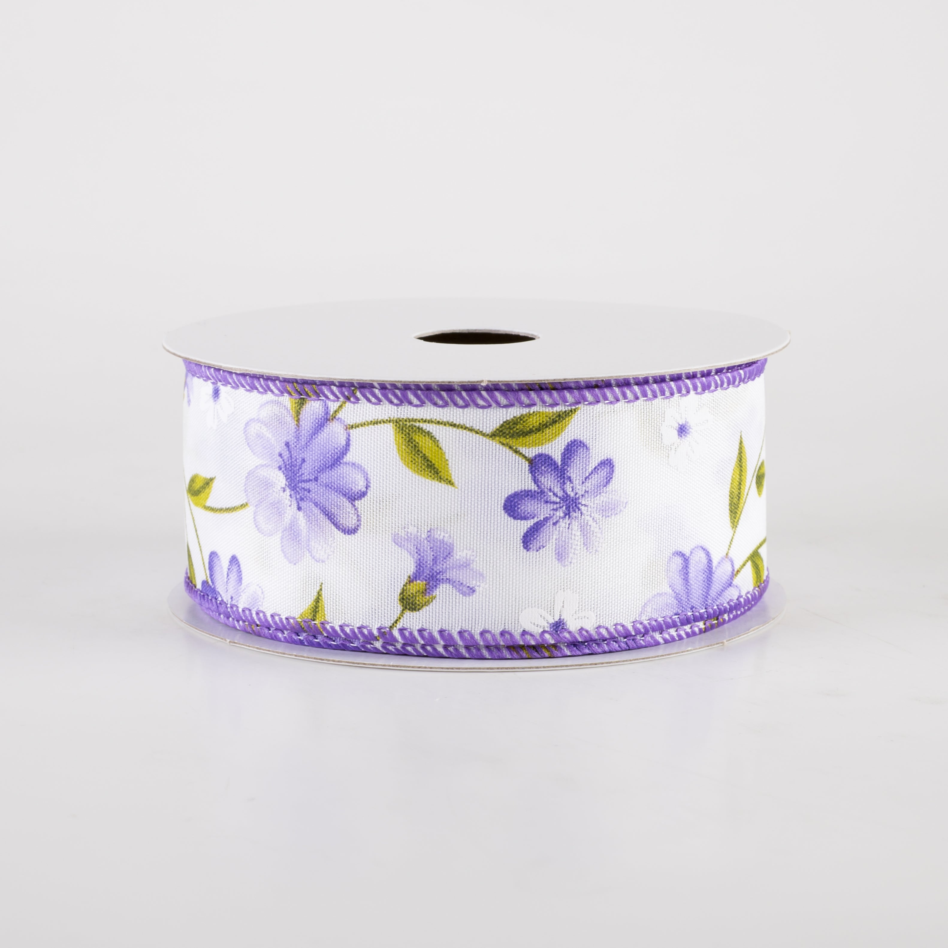 1.5" Satin Flutter Flowers Ribbon: Purple (10 Yards)