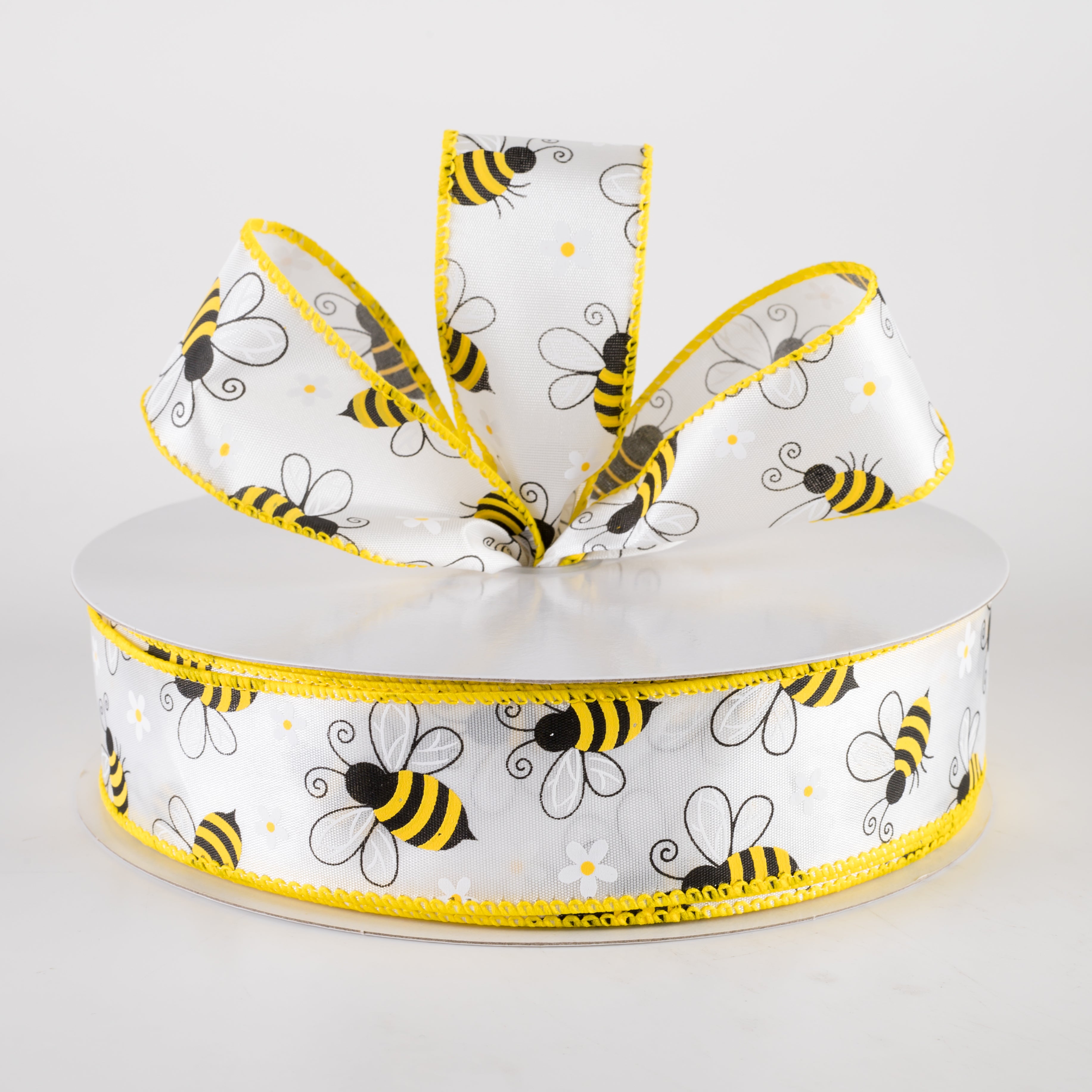 1.5" Satin Flying Bees and Daisies Ribbon (50 Yards) Lifestyle Photo