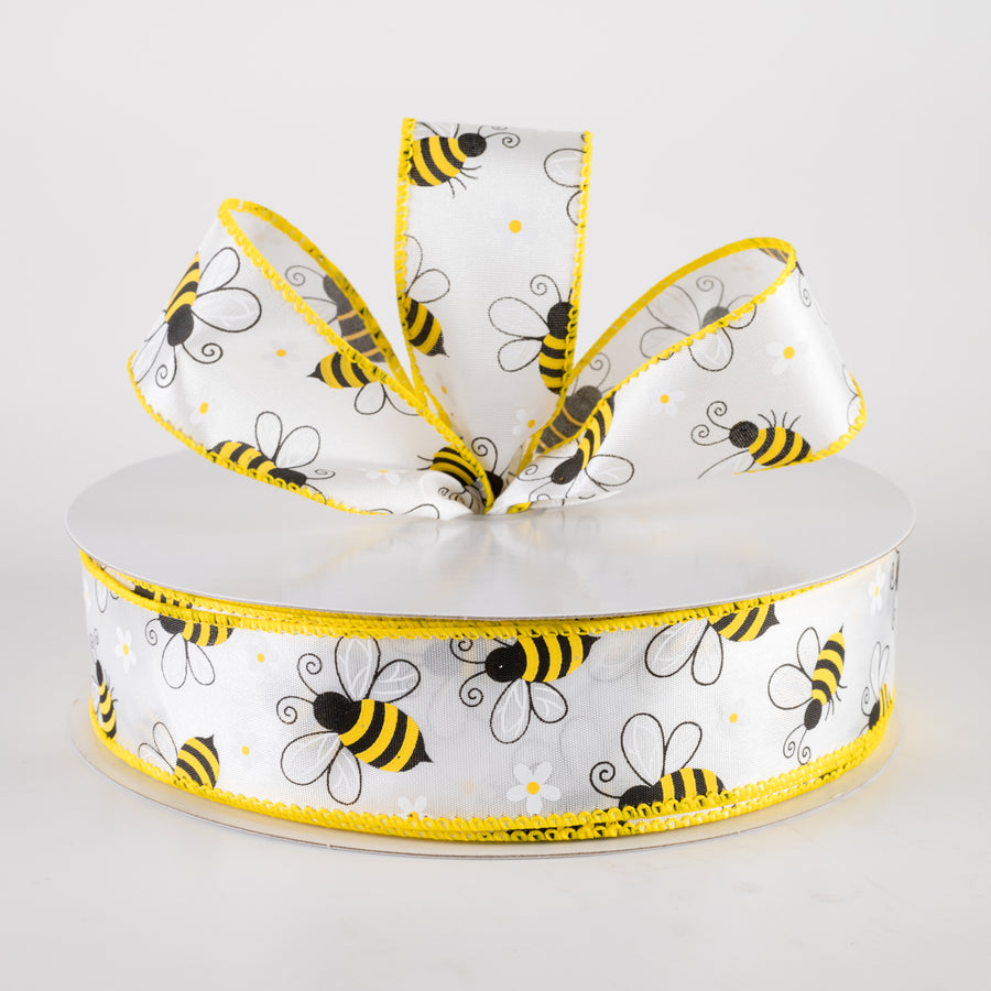 1.5" Satin Flying Bees and Daisies Ribbon (50 Yards) Lifestyle Photo