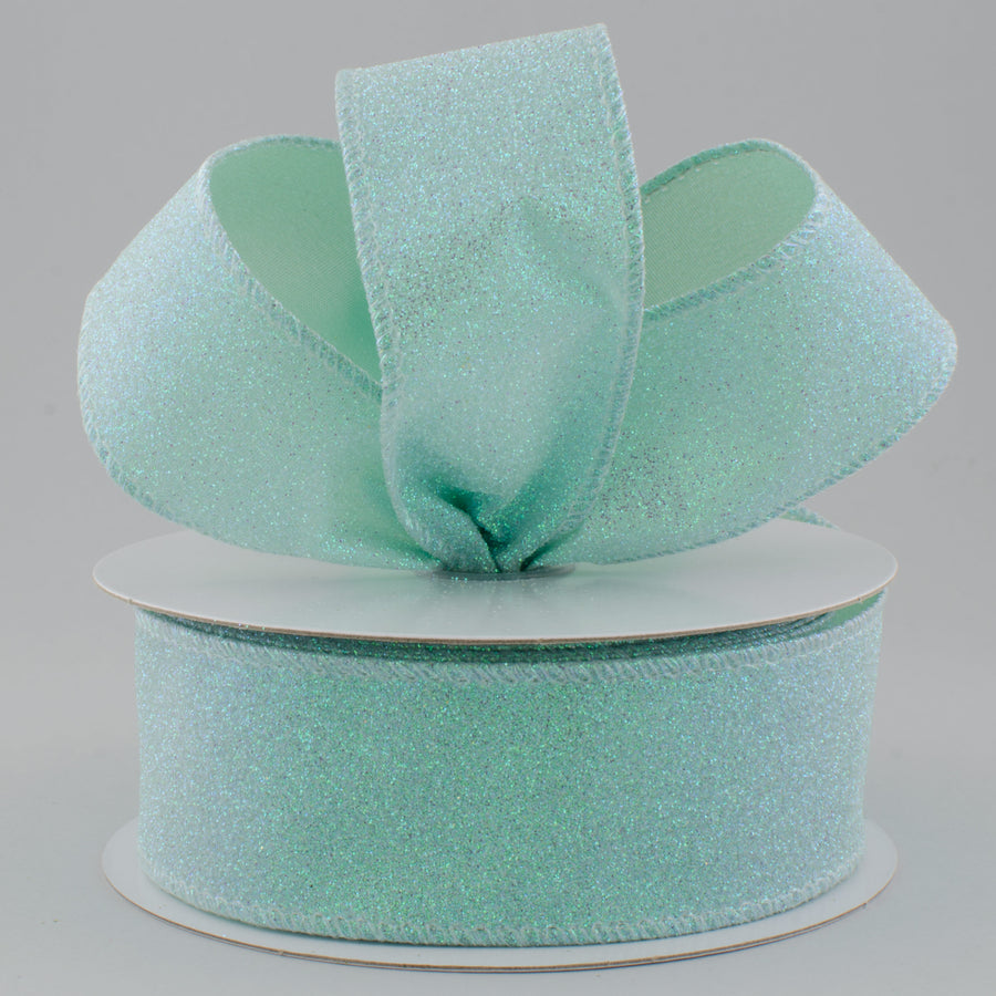 1.5" Satin Glitter Ribbon: Aqua (10 Yards) Lifestyle Photo