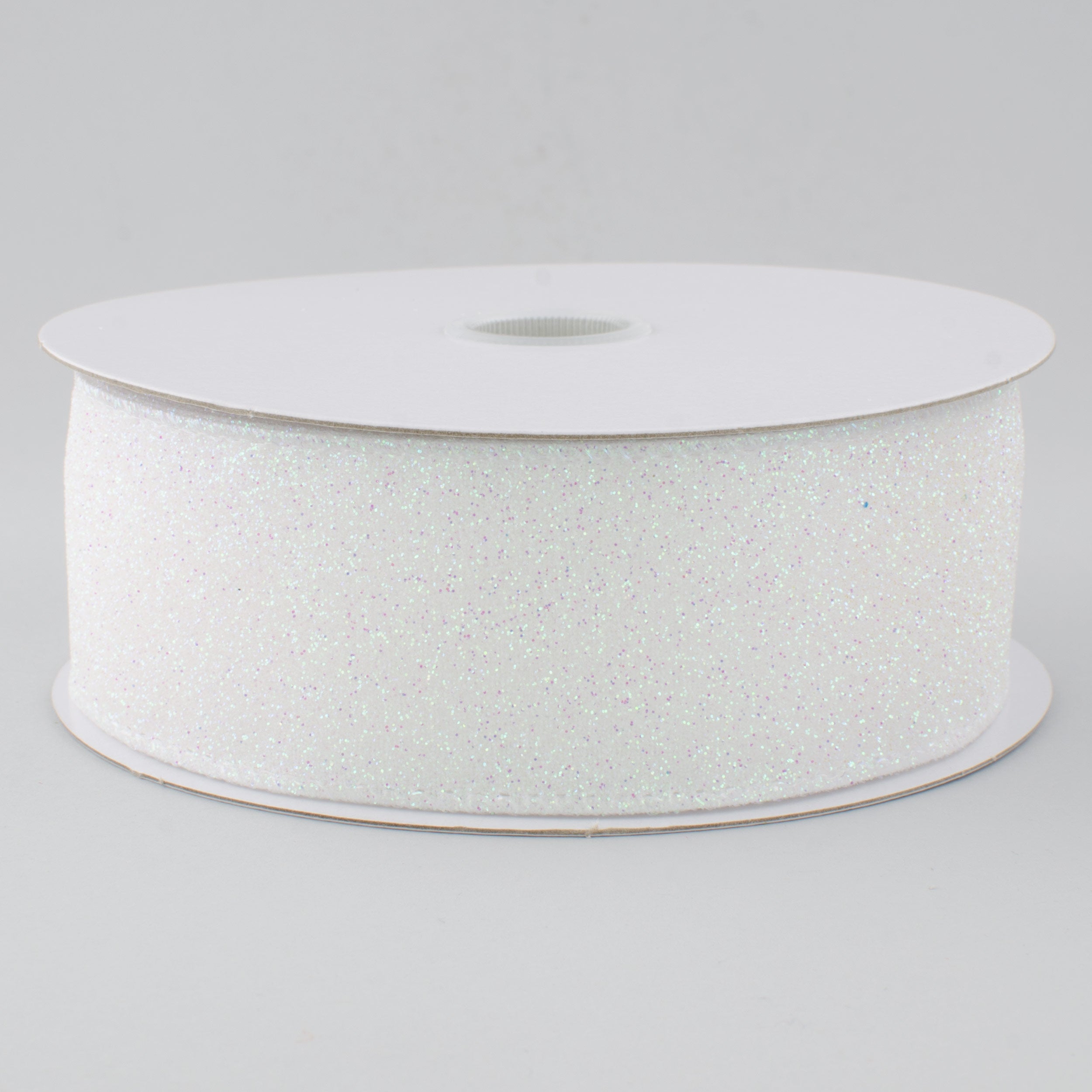 1.5" Satin Glitter Ribbon: White Iridescent (10 Yards) Item Number: Q615509-10