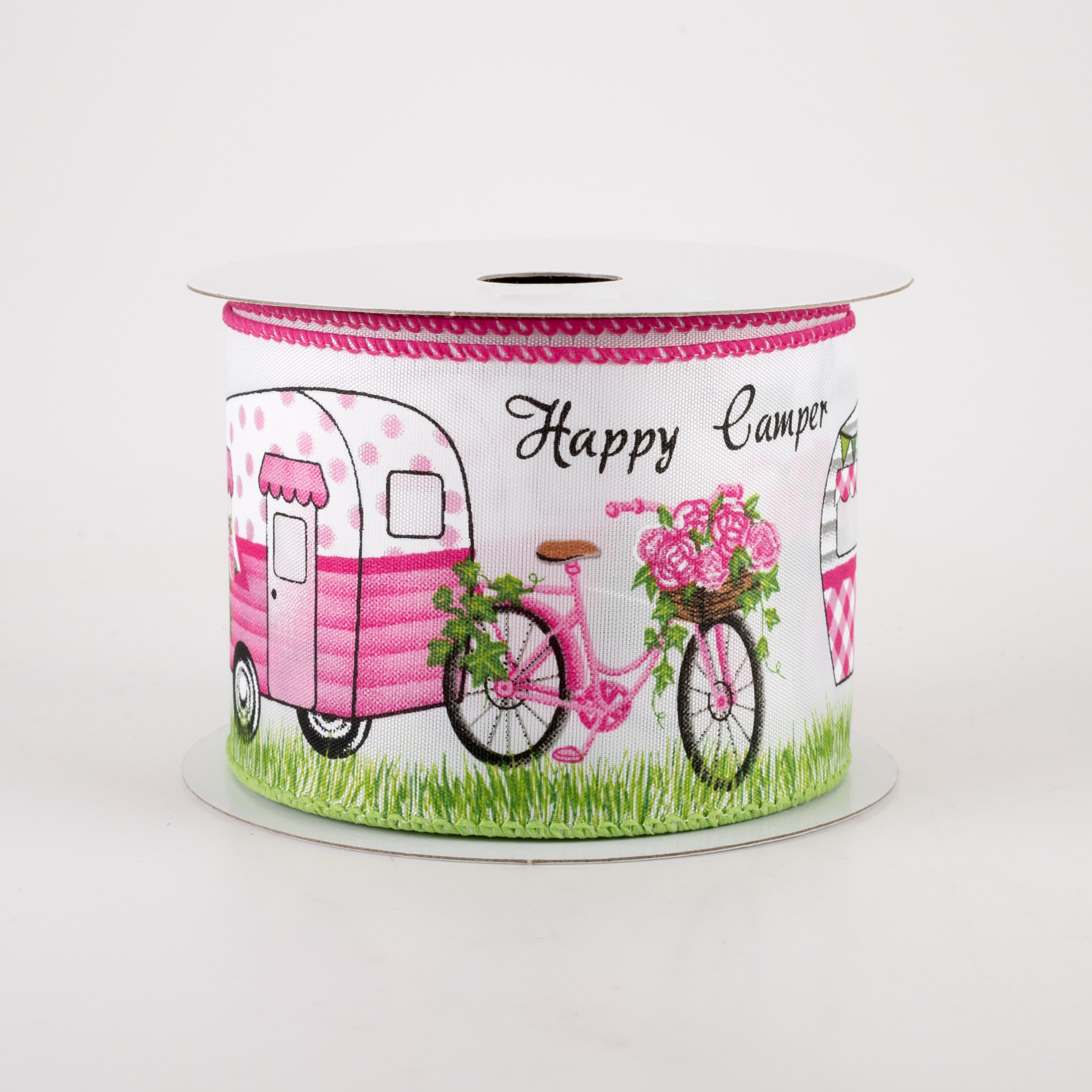 2.5" Satin Happy Camper Bicycles Ribbon (10 Yards) Item Number: 41230-40-03