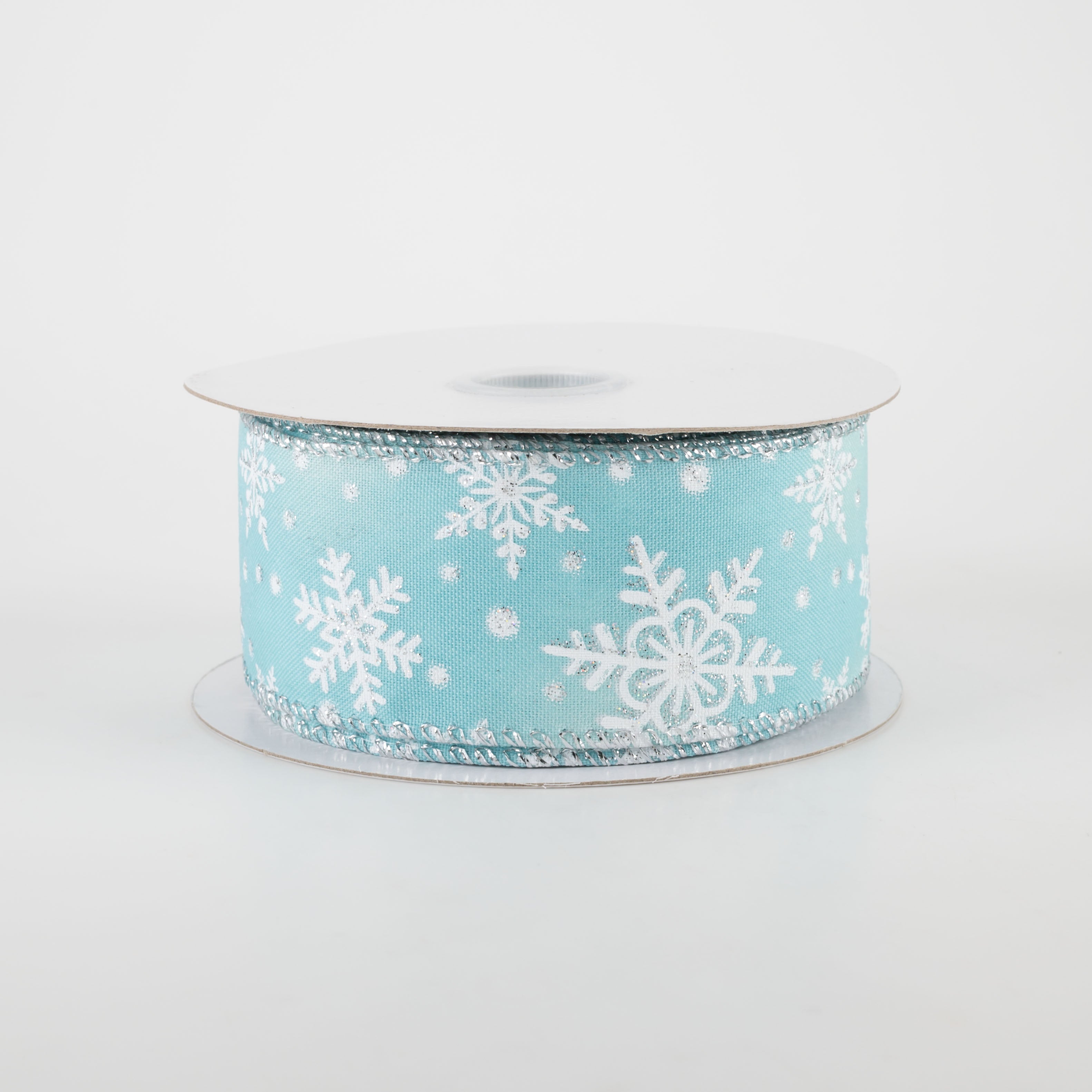 1.5" Satin Iridescent Snowflake Ribbon: Teal (10 Yards) Item Number: 71112-09-45