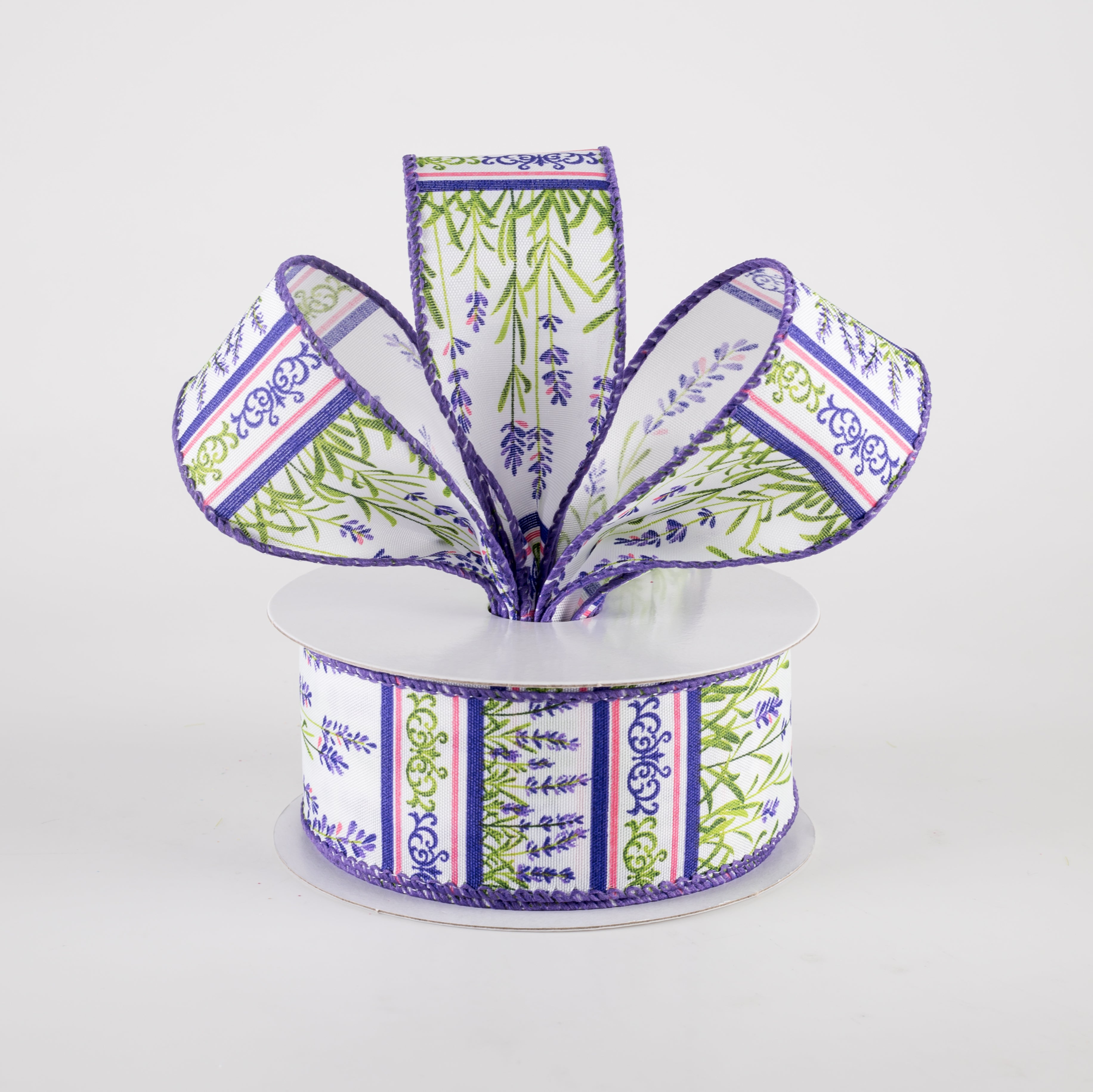 1.5" Satin Lavender Stems Garden Ribbon (10 Yards) Lifestyle Photo