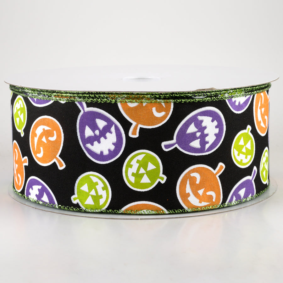 2.5" Satin Neon Jack O Lantern Ribbon: Black (50 Yards)