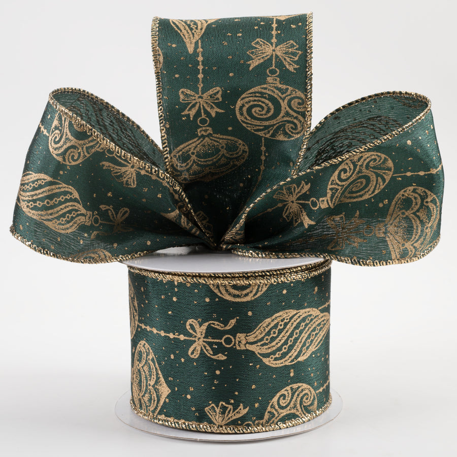 2.5" Satin Ornaments Metallic Edge Ribbon: Hunter (10 Yards) Lifestyle Photo