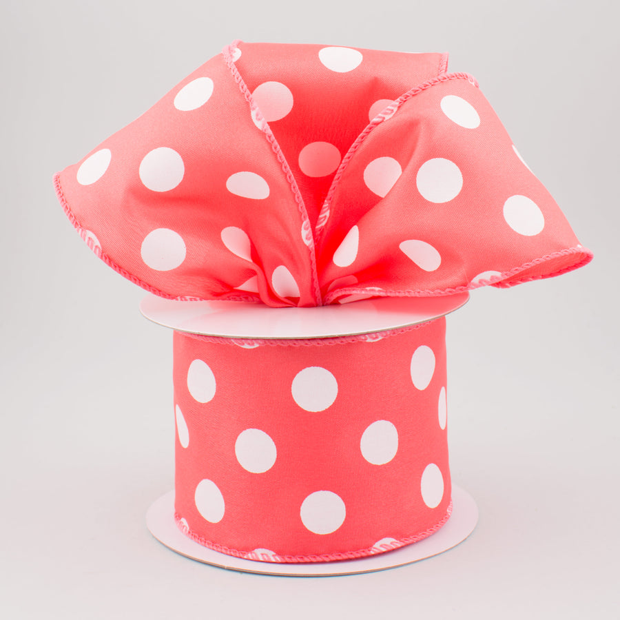 2.5" Satin Polka Dot Ribbon: Melon with White (10 Yards) Lifestyle Photo