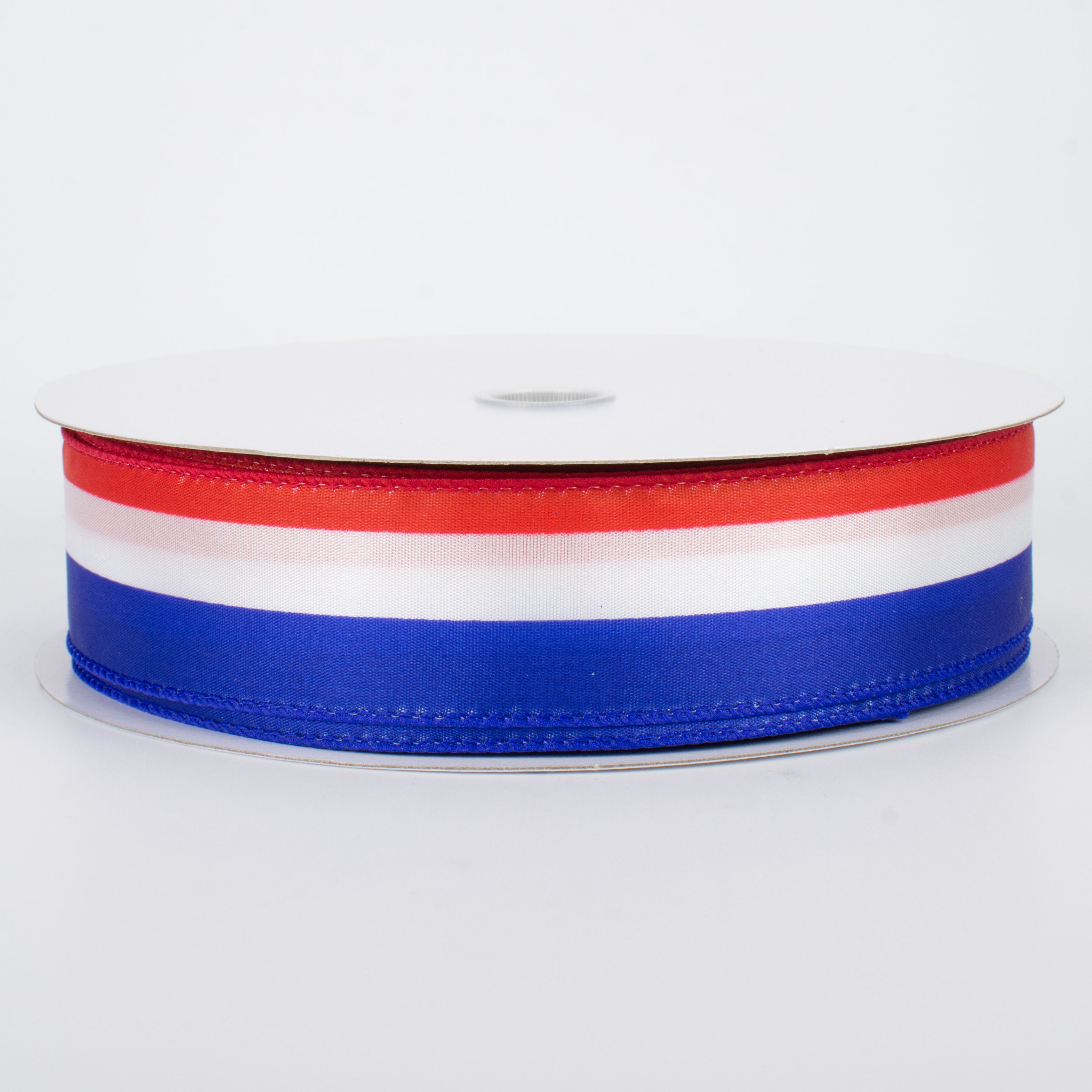 1.5" Satin Red, White & Blue Stripe Ribbon (50 Yards)