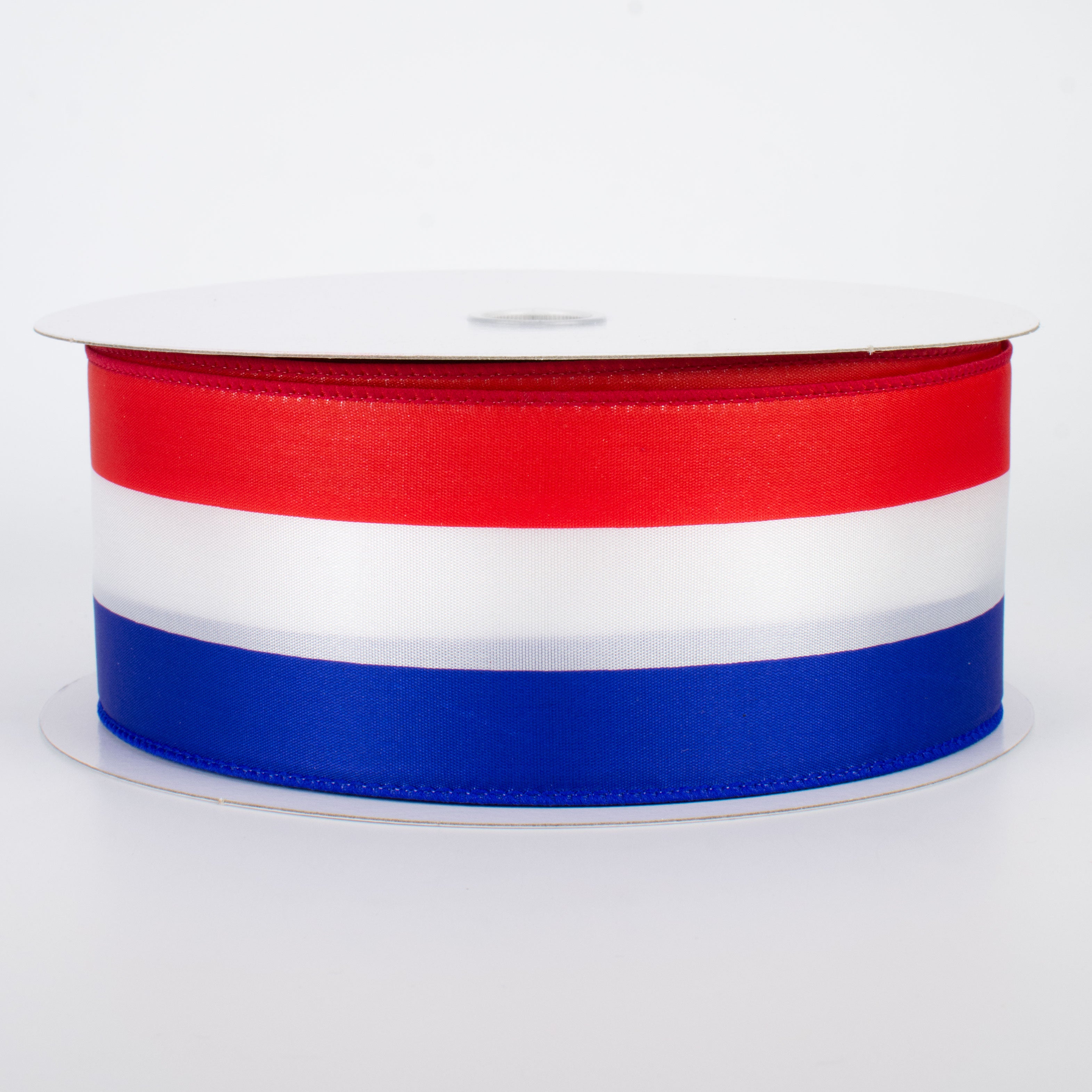 2.5" Satin Red, White & Blue Stripe Ribbon (50 Yards)