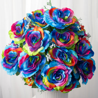 23" Satin Rose with Gypso: Rainbow Item Number: 55919-RAINBOW