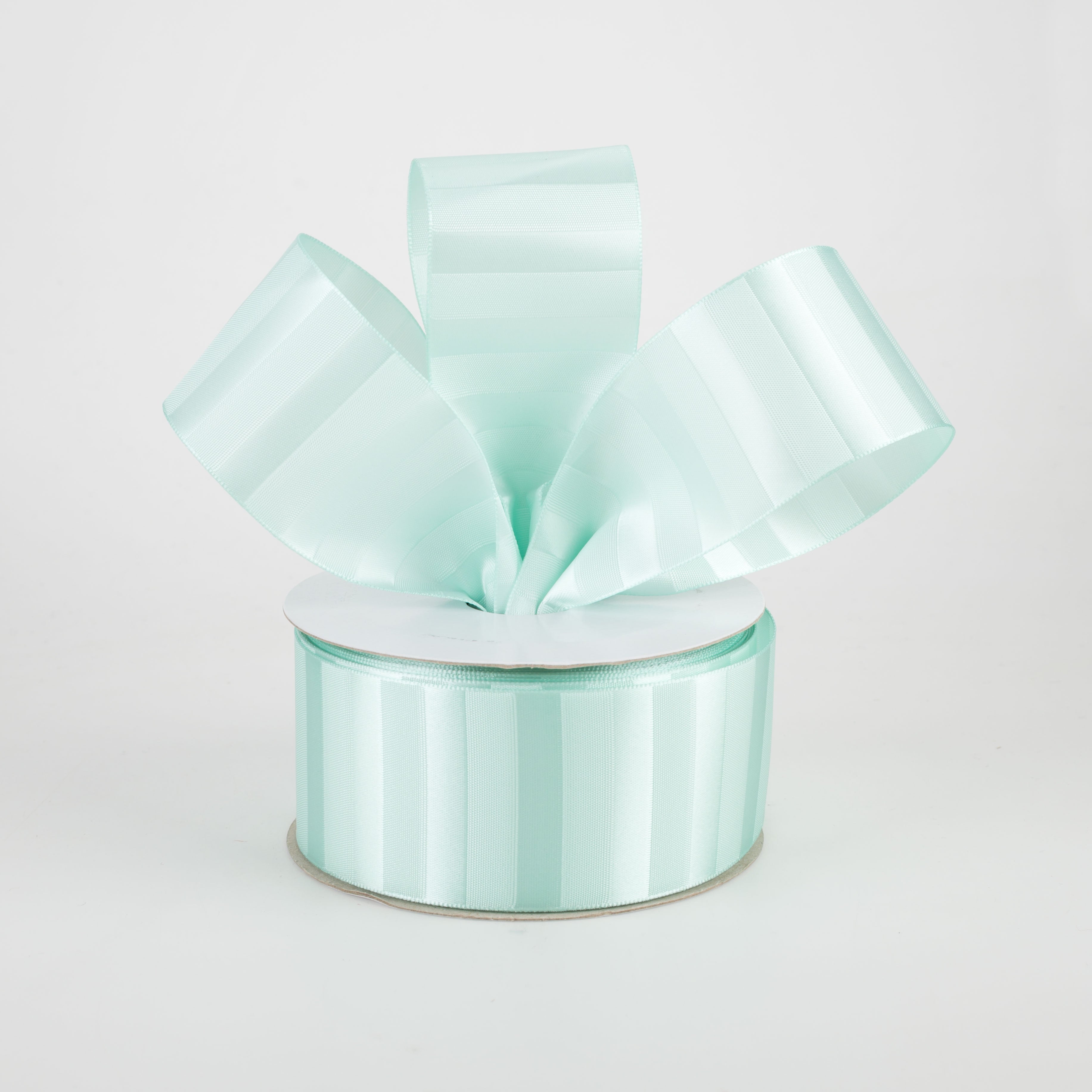 1.5" Satin Stripe Ribbon: Aqua Blue (10 Yards) Lifestyle Photo