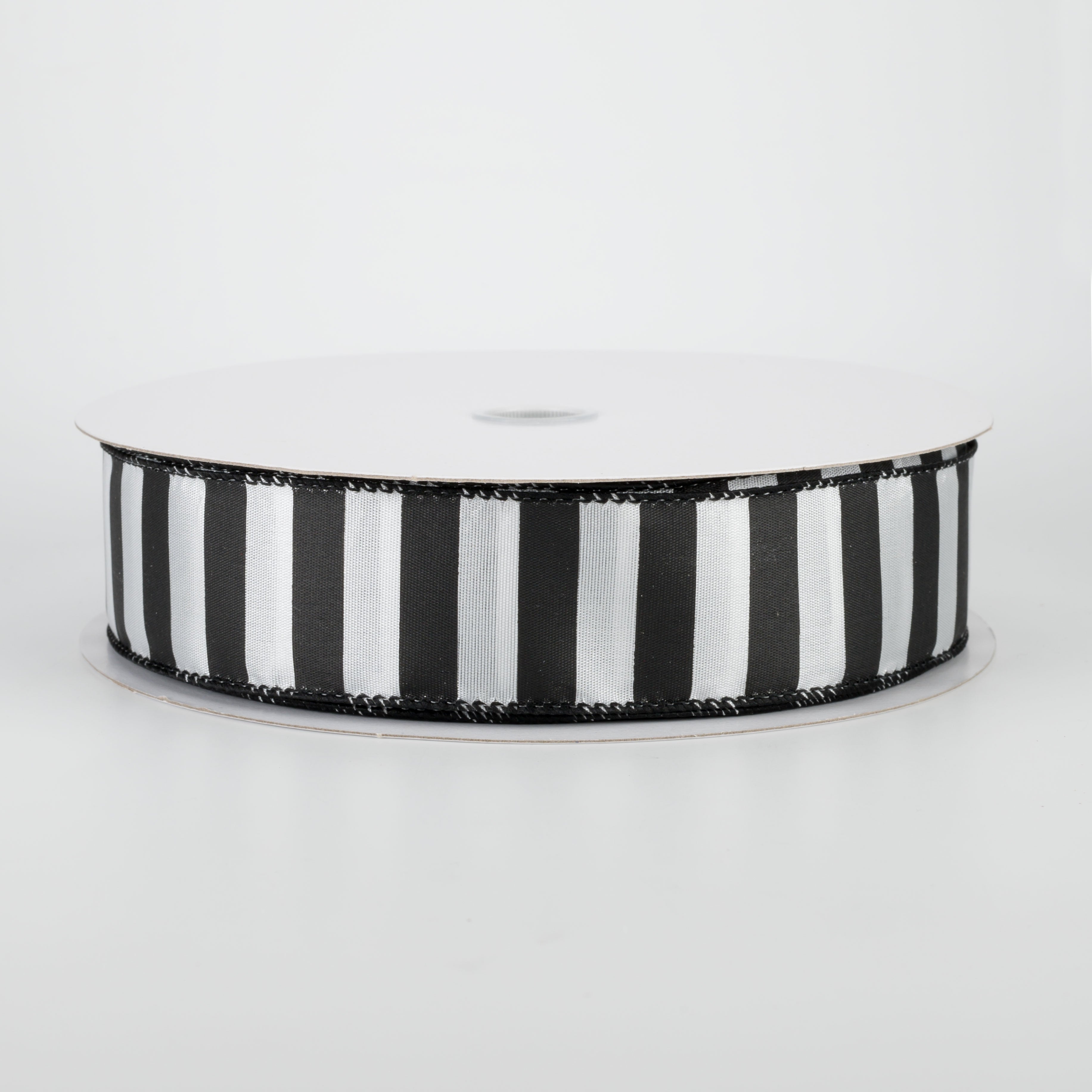 1.5" Satin Stripe Ribbon: Black & White (50 Yards)