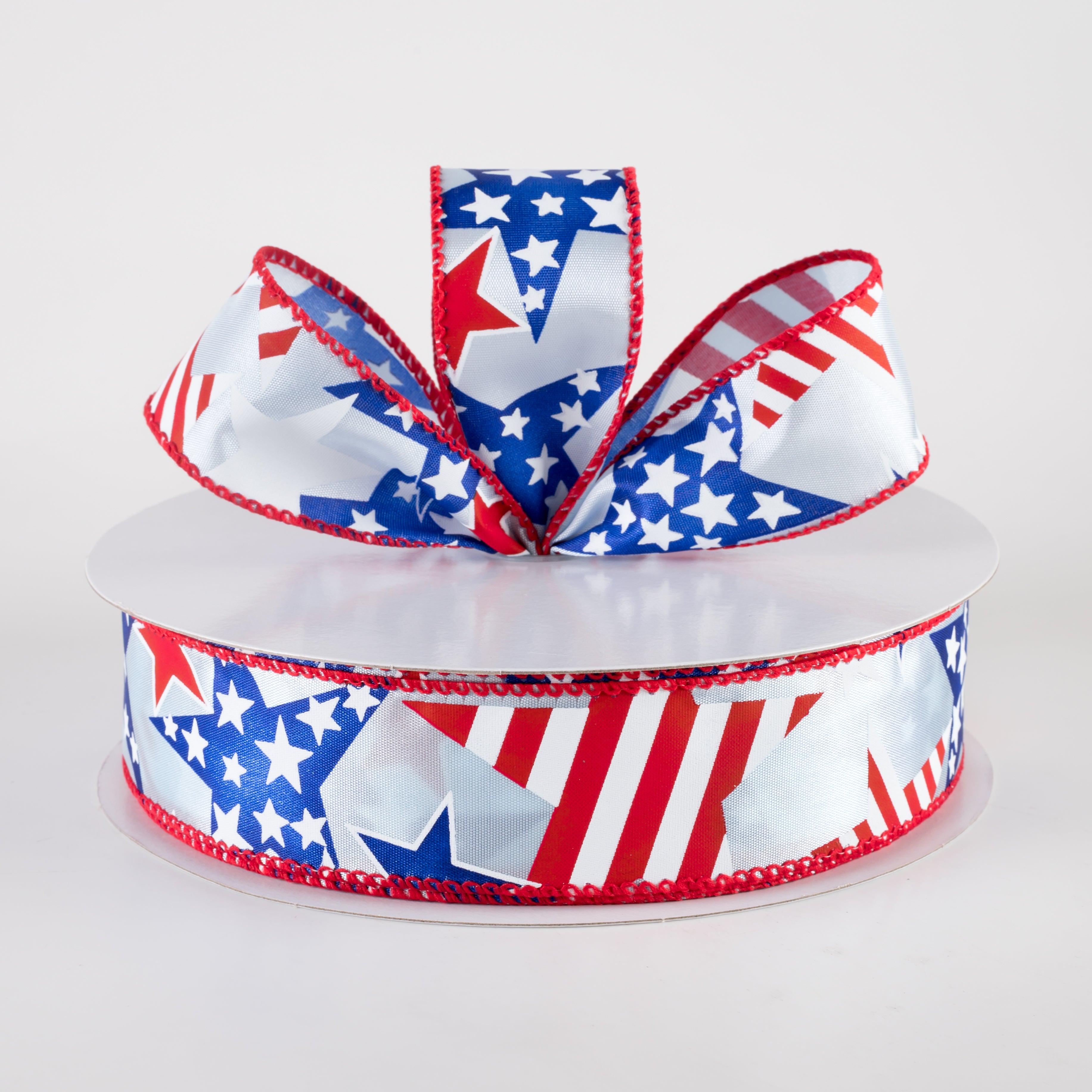 1.5" Satin Stripe RWB Stars Ribbon: Light Blue (50 Yards) Lifestyle Photo