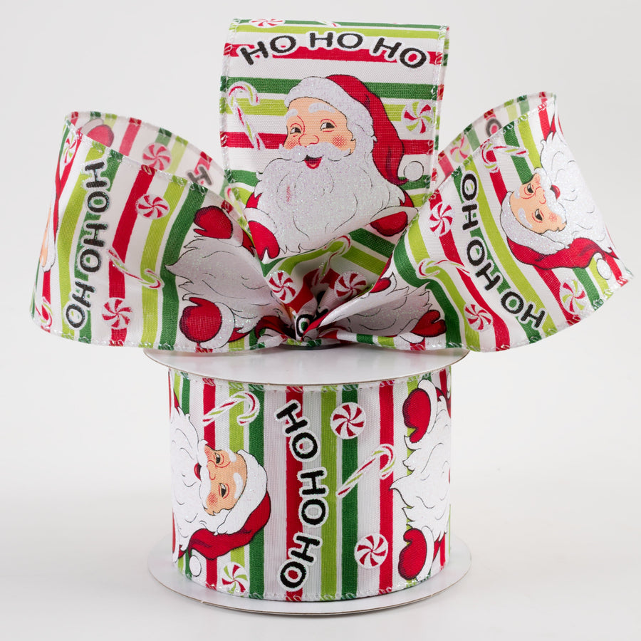 2.5" Satin Stripes Candy Santa Ribbon (10 Yards) Lifestyle Photo