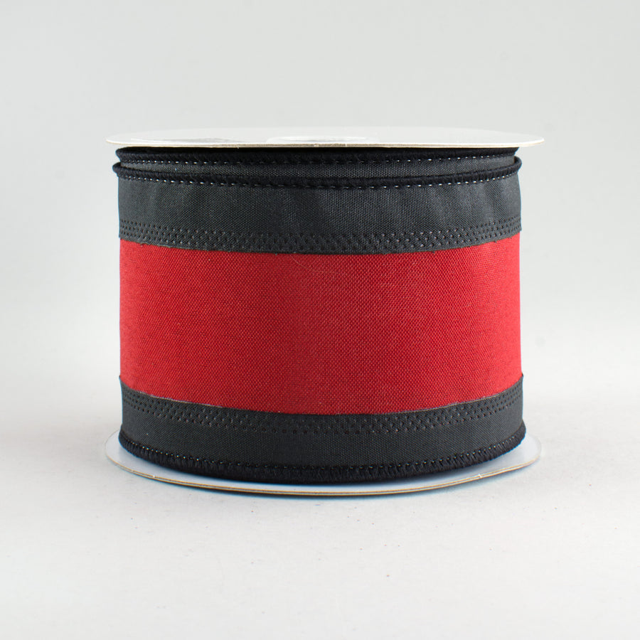 2.5" Satin Team Stripe Ribbon: Black & Garnet (10 Yards)