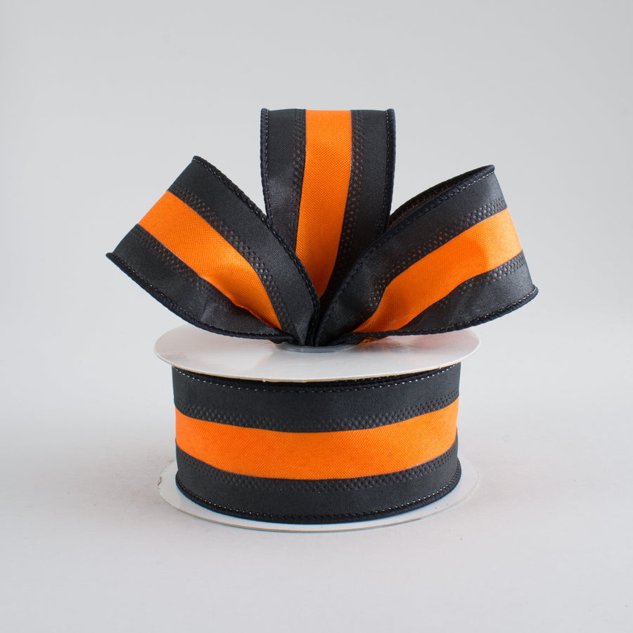 1.5" Satin Team Stripe Ribbon: Black & Orange (10 Yards) Lifestyle Photo