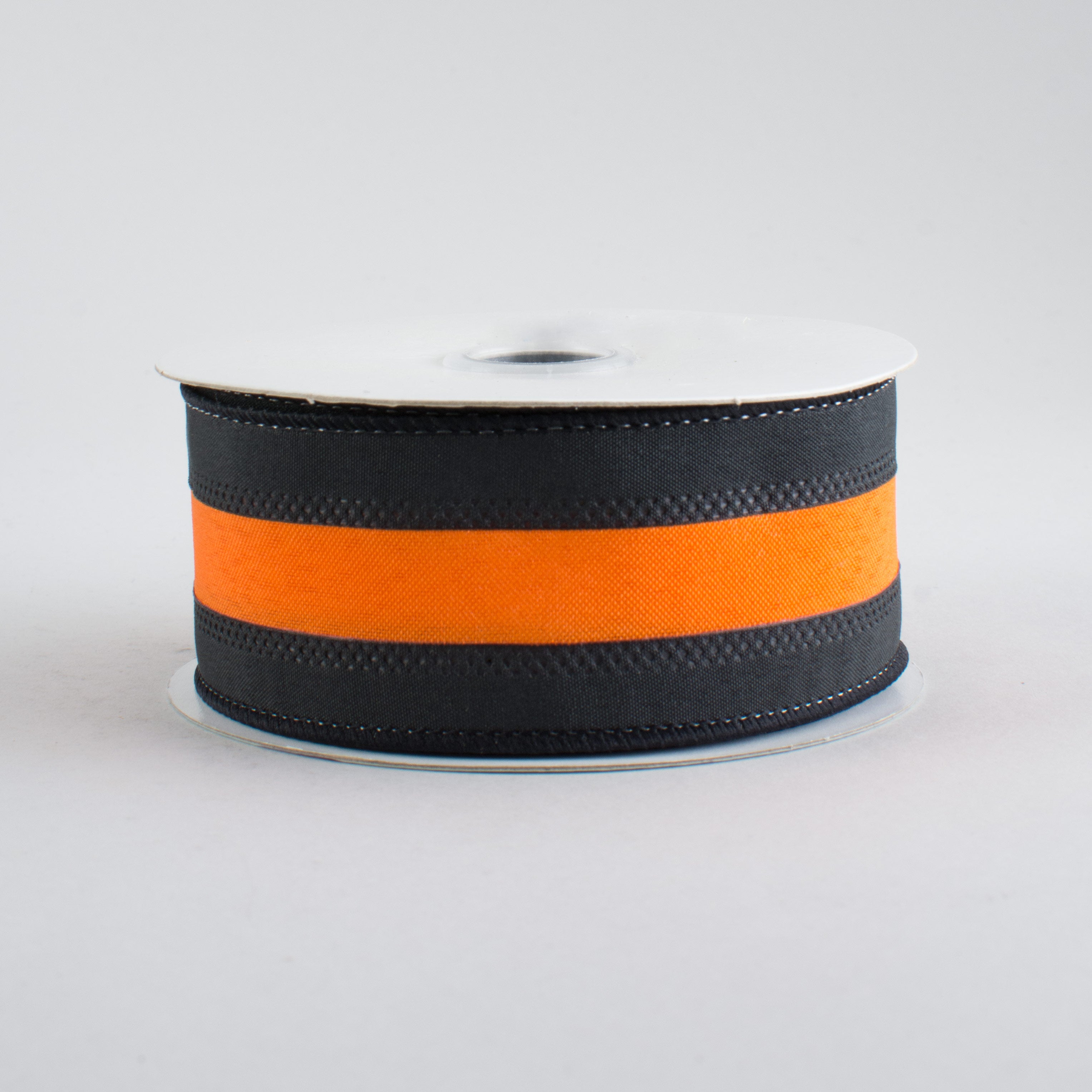 1.5" Satin Team Stripe Ribbon: Black & Orange (10 Yards)