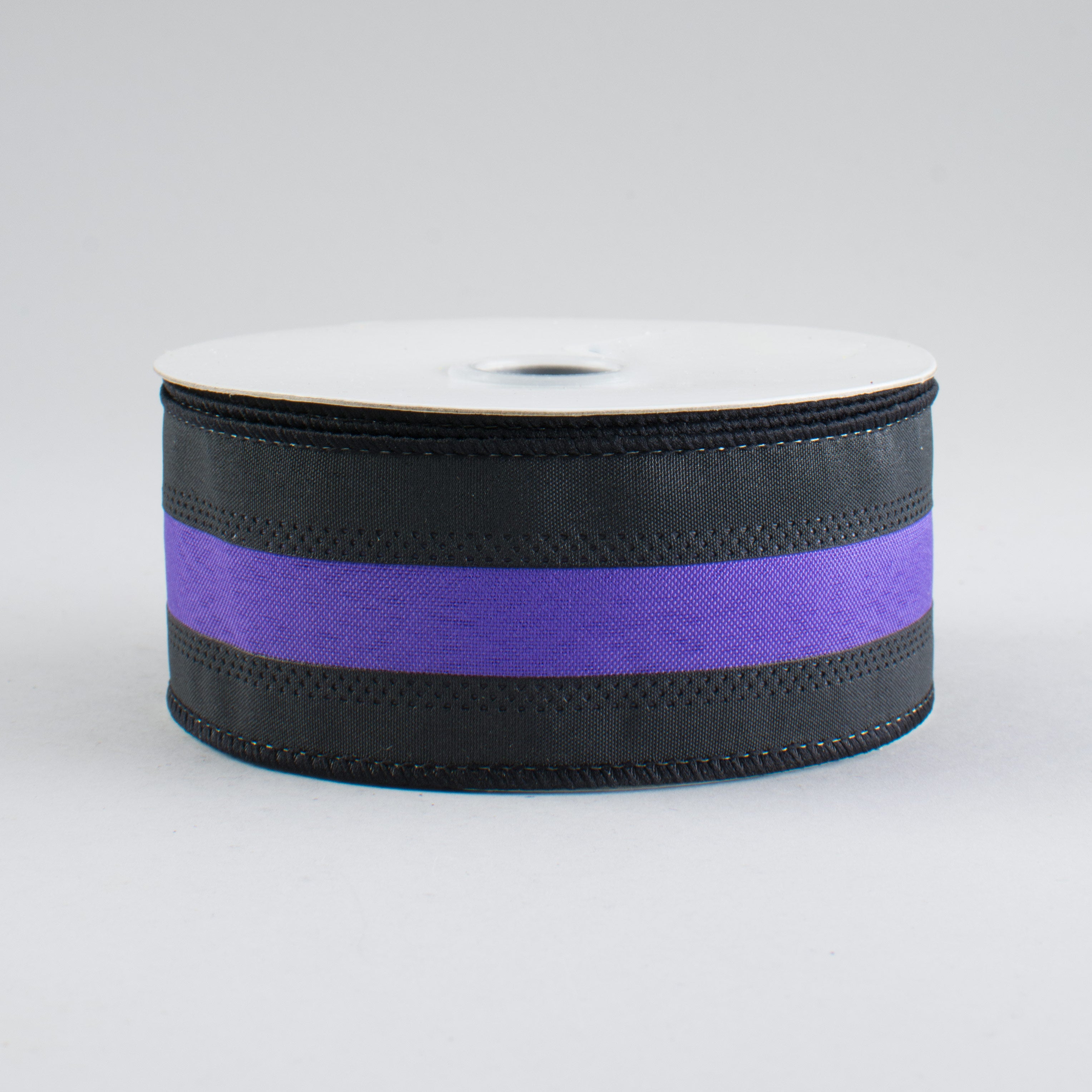 1.5" Satin Team Stripe Ribbon: Black & Purple (10 Yards)