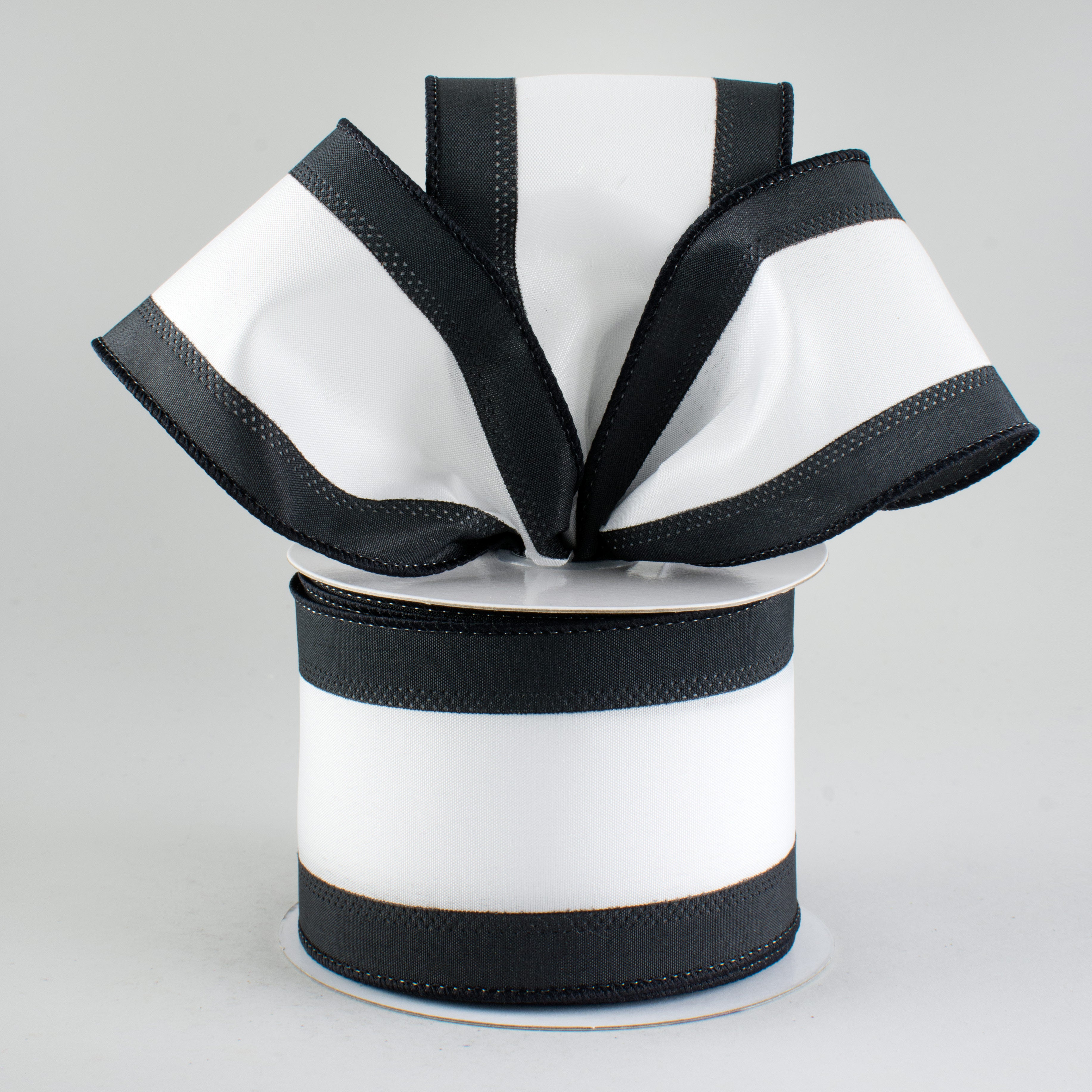 2.5" Satin Team Stripe Ribbon: Black & White (10 Yards) Lifestyle Photo
