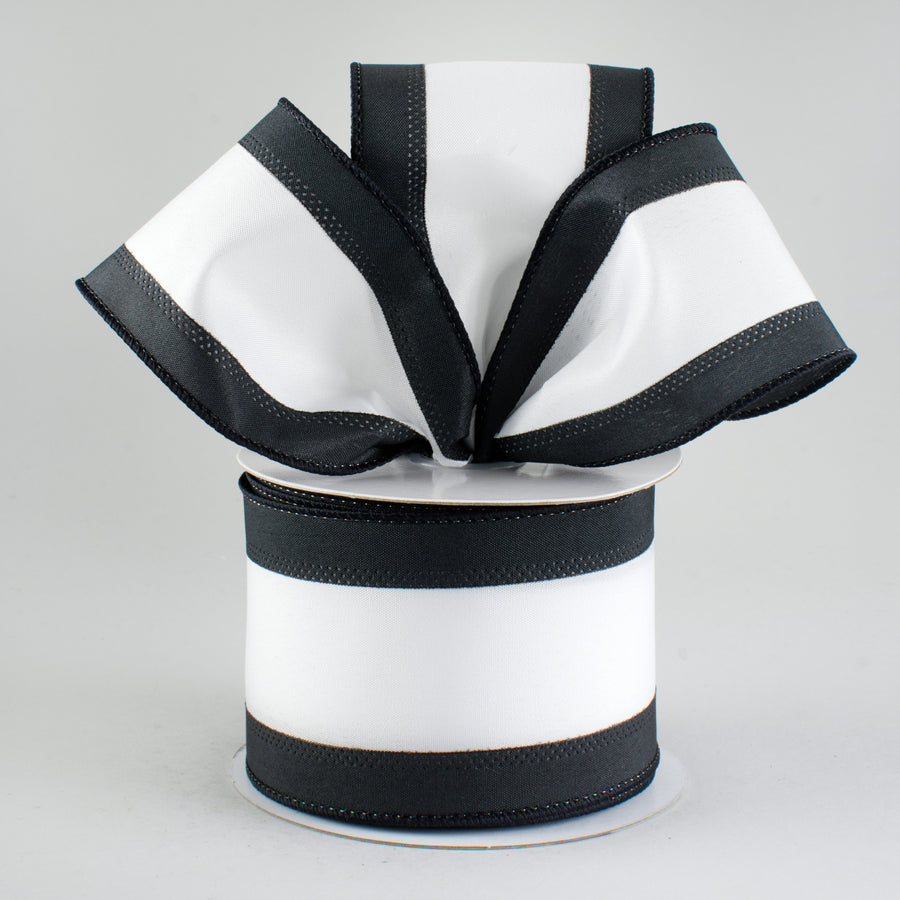 2.5" Satin Team Stripe Ribbon: Black & White (10 Yards) Lifestyle Photo